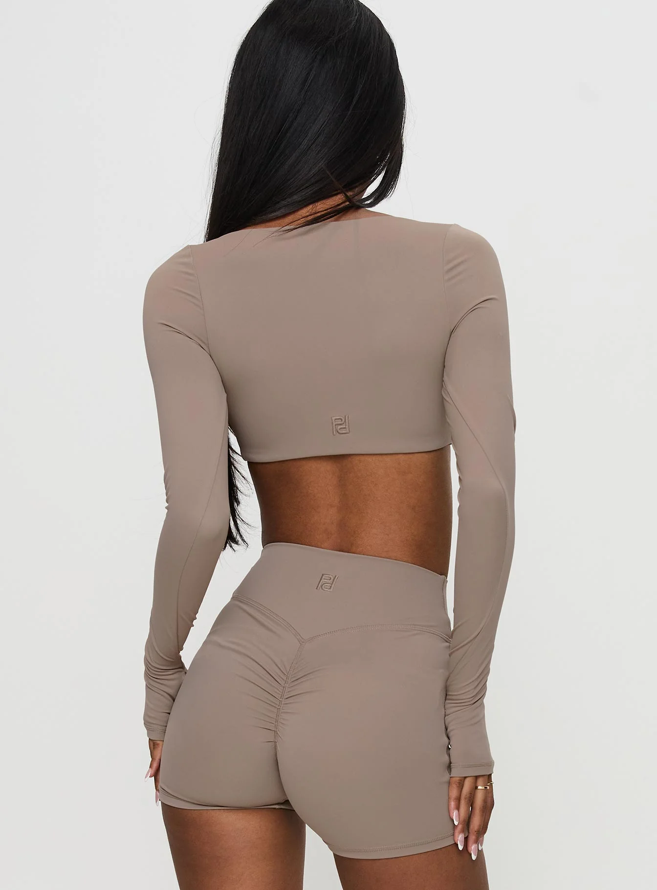 Set Point Active Square Neck Long Sleeve Top Taupe - Image 5