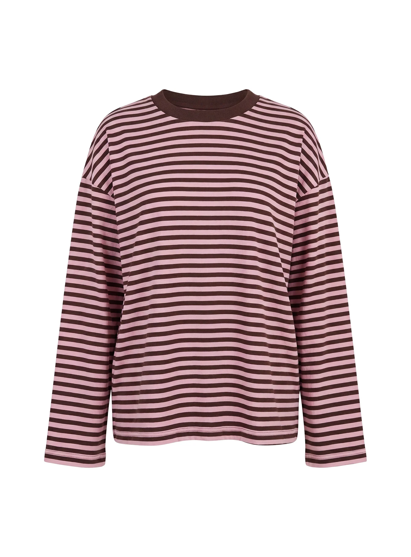Settle Down Long Sleeve Top Pink / Brown Stripe - Image 10