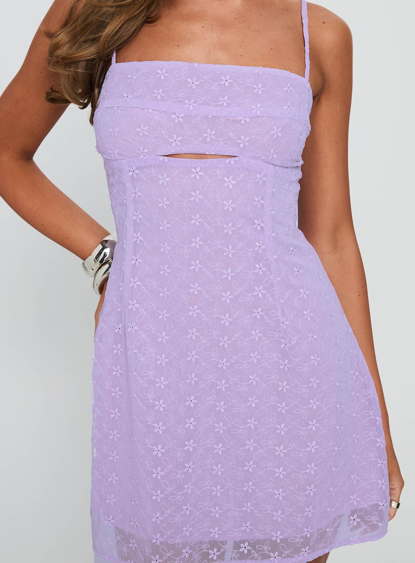 Shelley Embroidered Mini Dress Lilac - Image 6