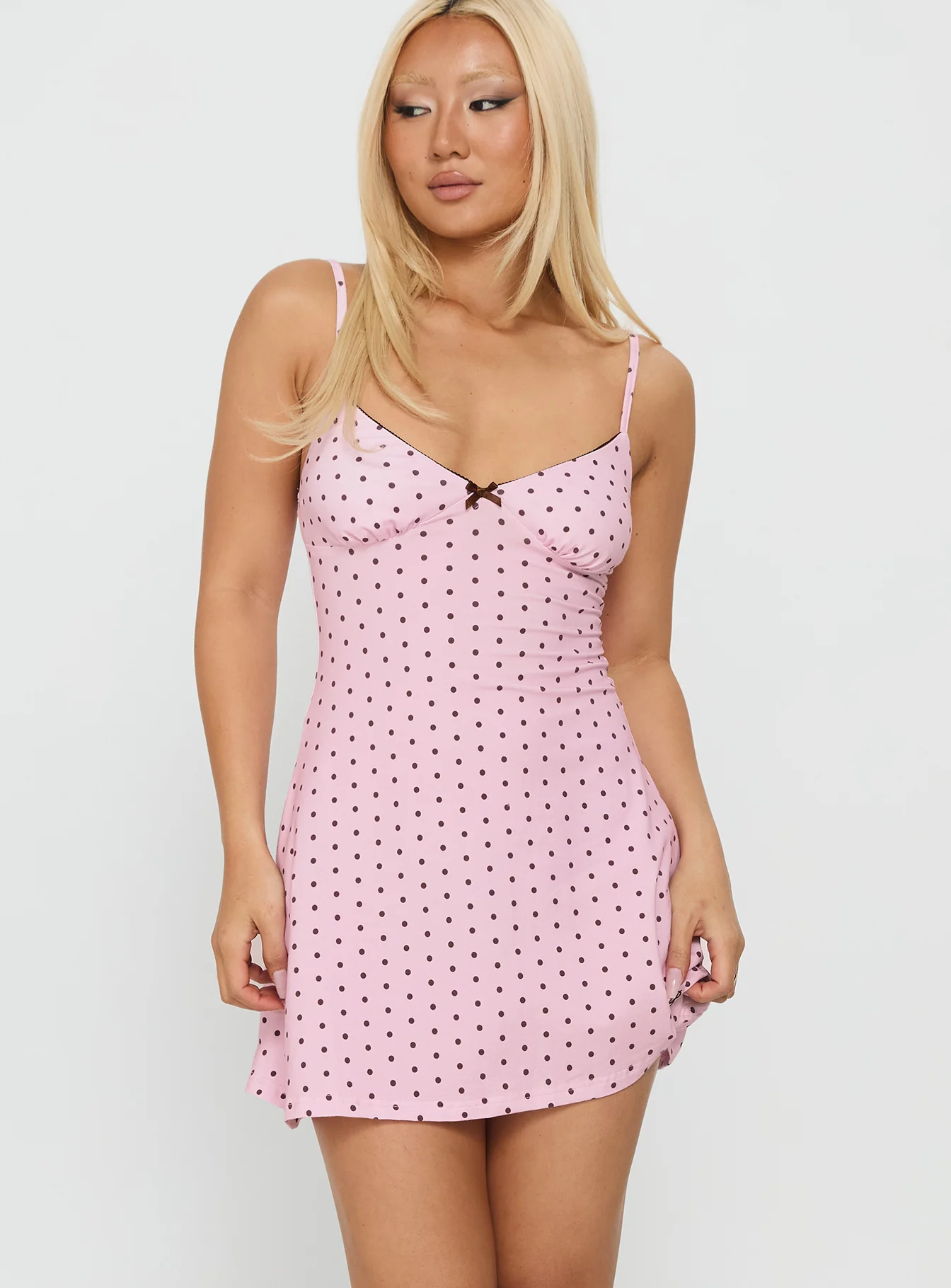 Sleep Schedule Sleep Mini Dress Pink Polka - Image 2