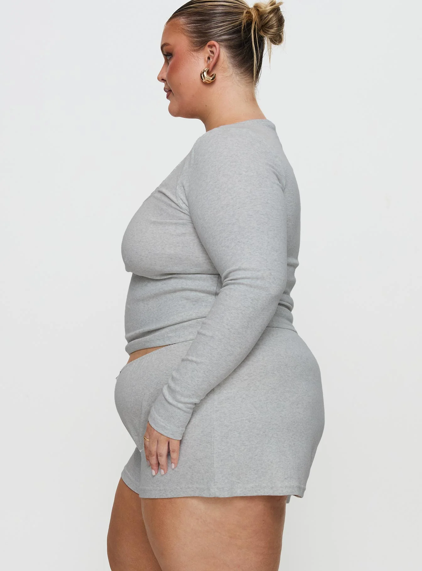 Sleepytea Rib Sleep Short Grey Curve - Image 4