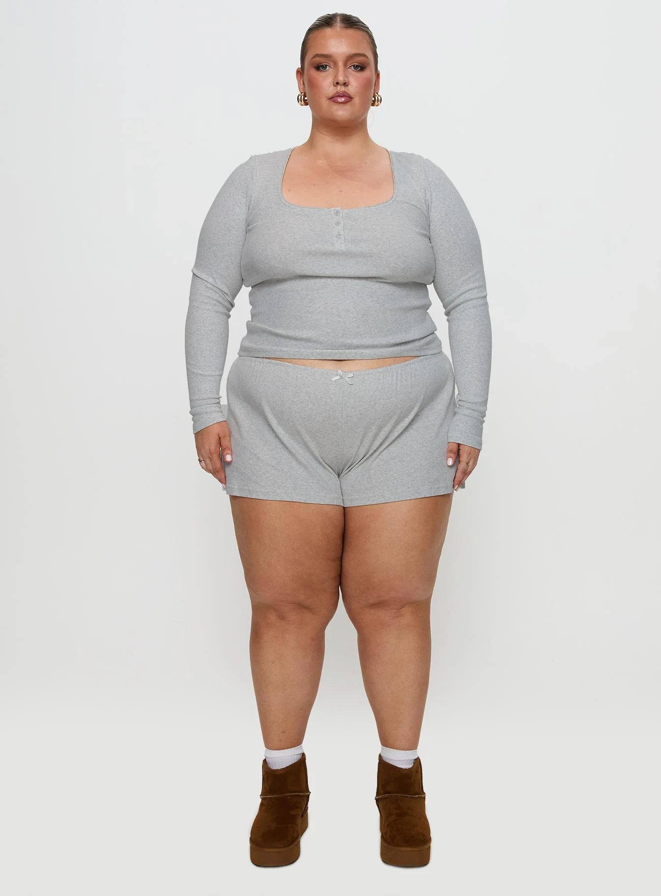 Sleepytea Rib Sleep Short Grey Curve - Image 7