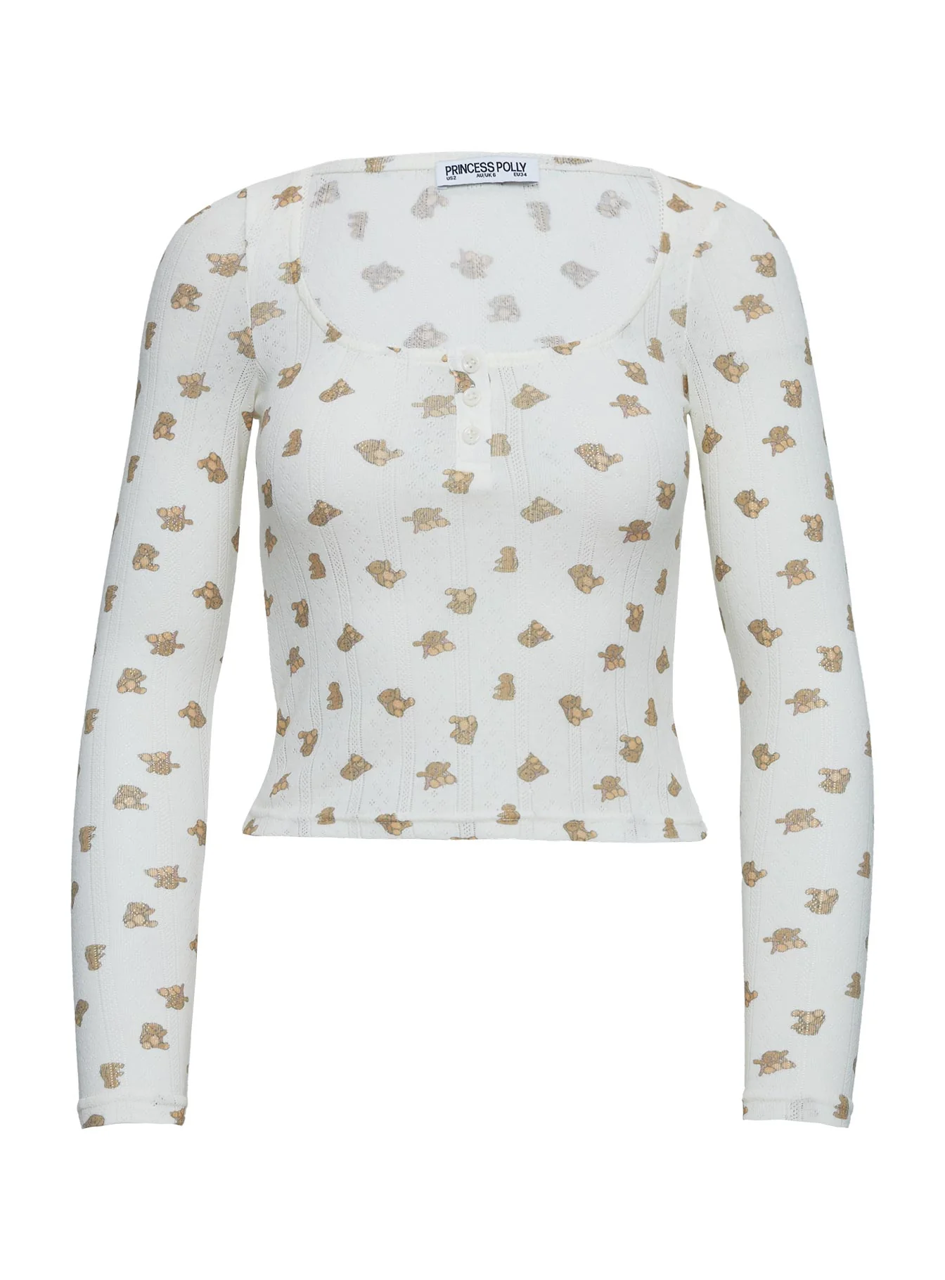 Sleepytea Pointelle Sleep Long Sleeve Top Multi - Image 5