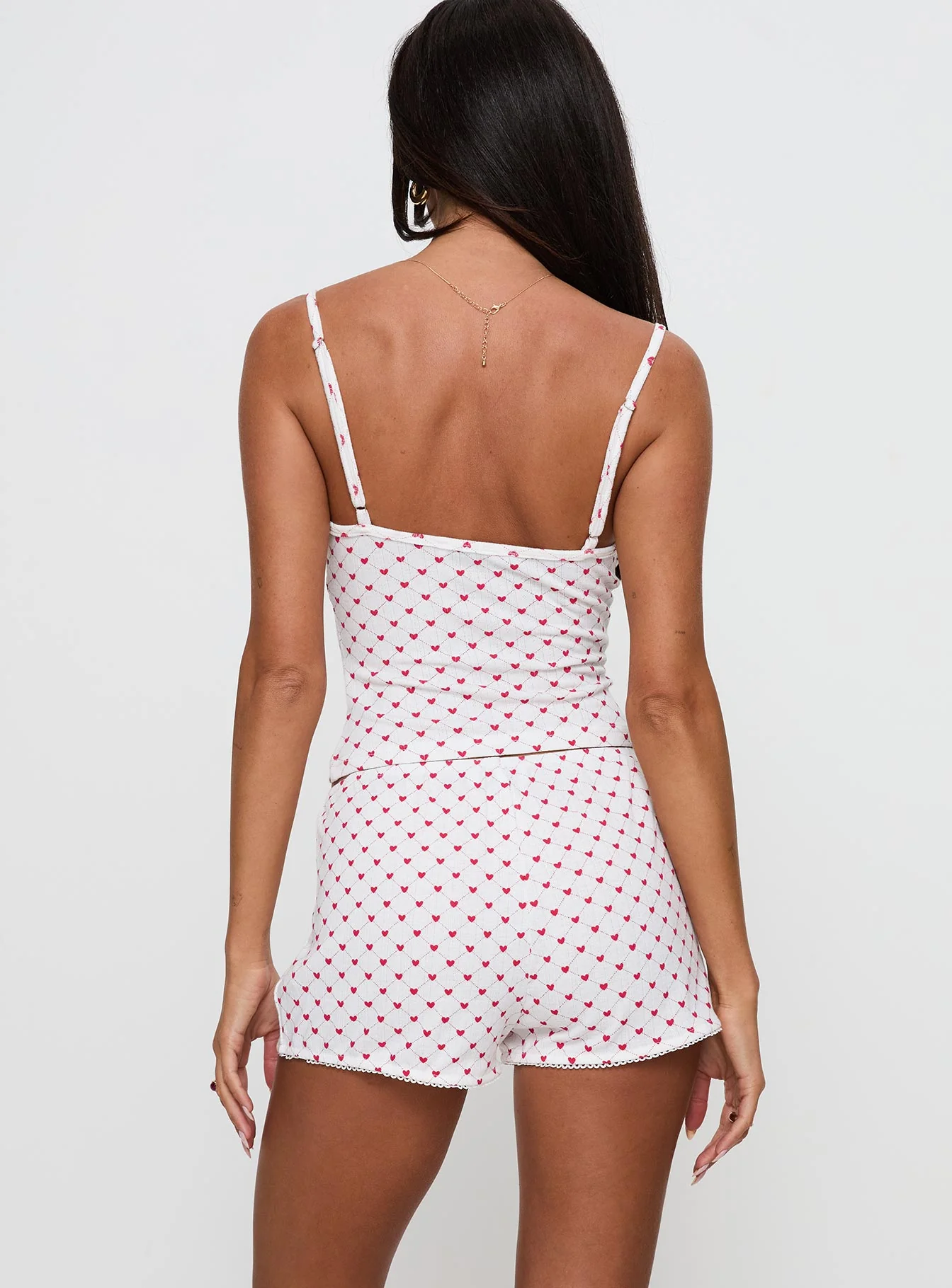 Slow Start Pointelle Sleep Short White / Red - Image 5