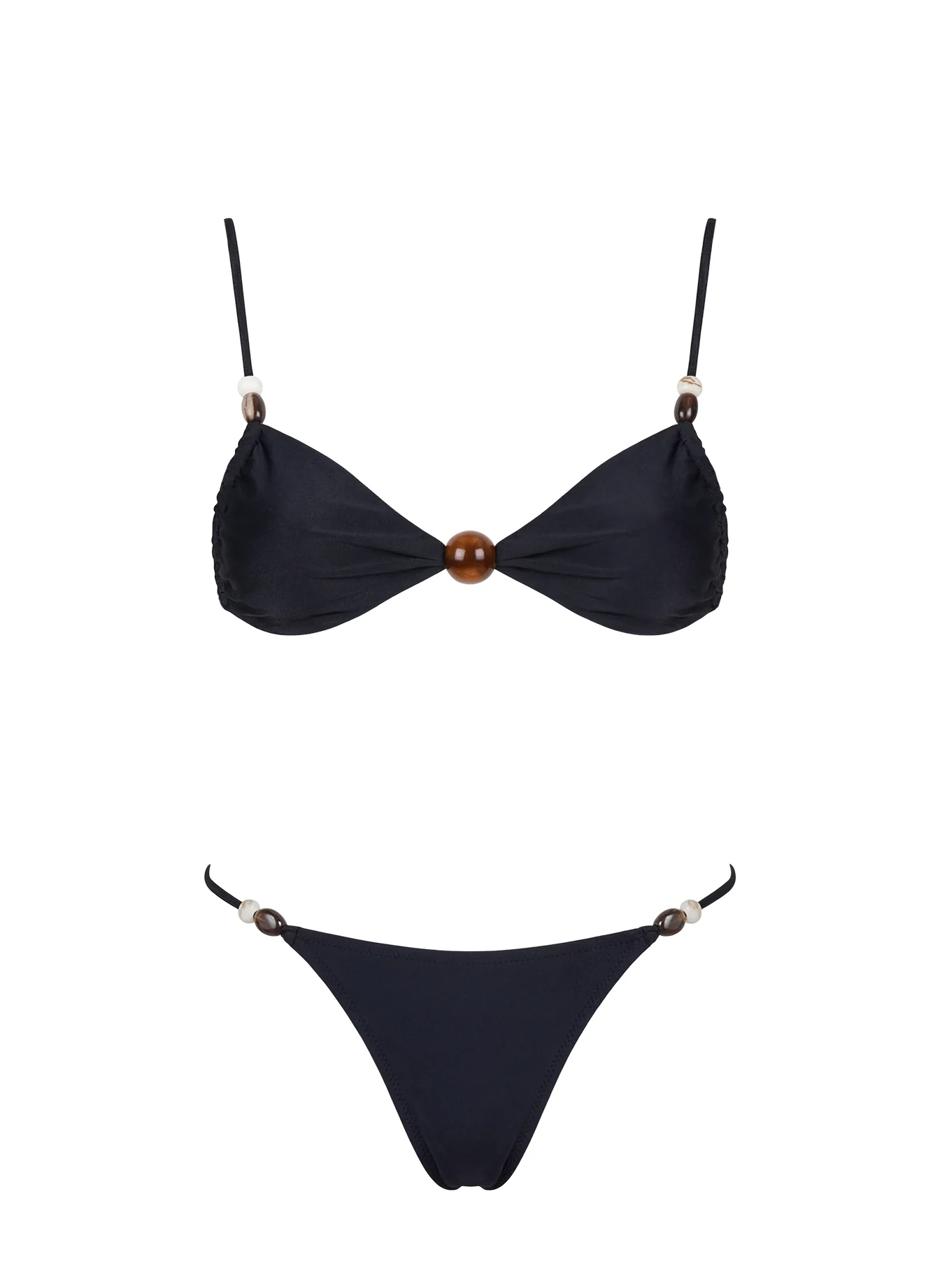 Slow Summer Bead Detail Bikini Top Black - Image 5