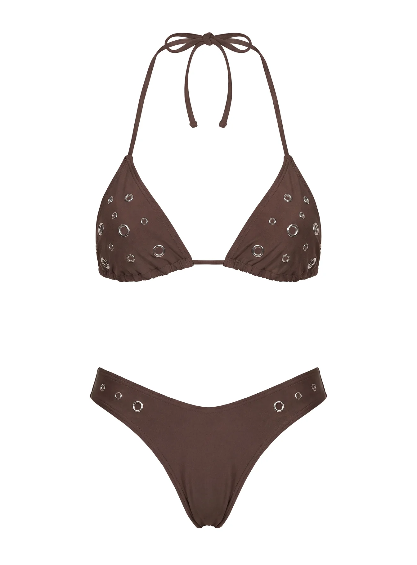 Soft Summer Eyelet Detail Bikini Bottoms Brown - Image 5