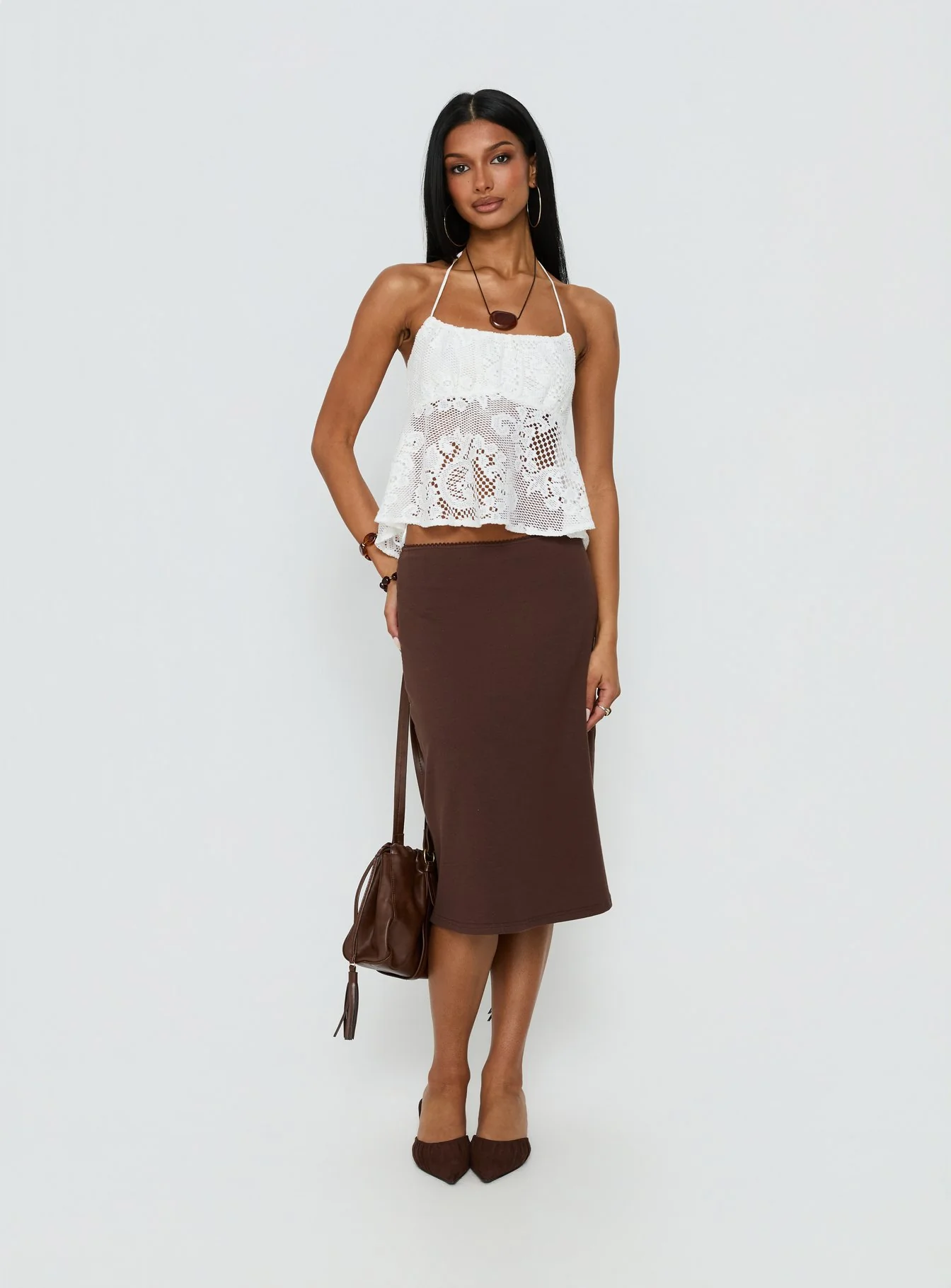 Solenne Sheer Crochet Lace Top White - Image 4
