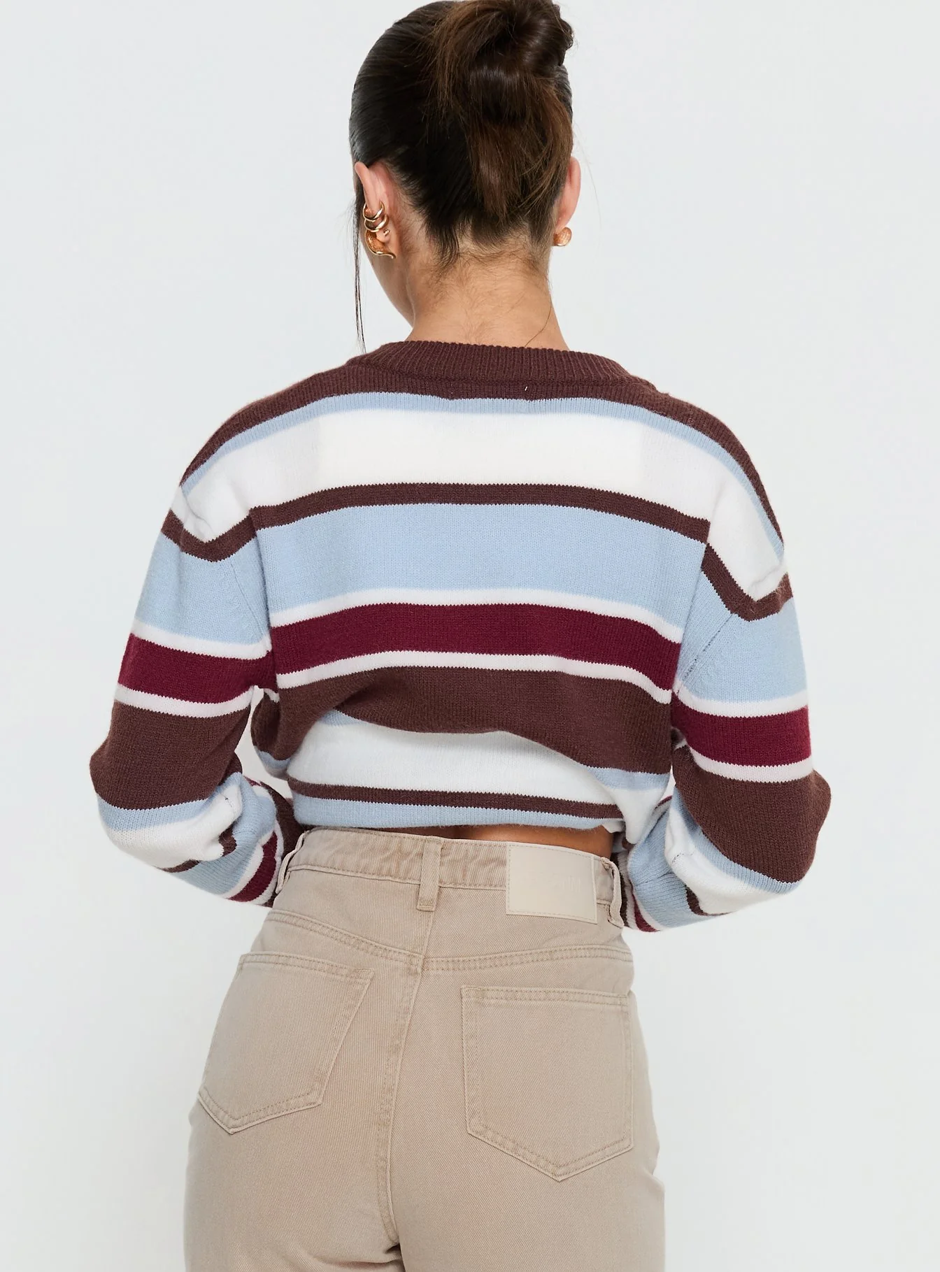 Soline Knit Cardigan Blue / Brown Stripe - Image 5
