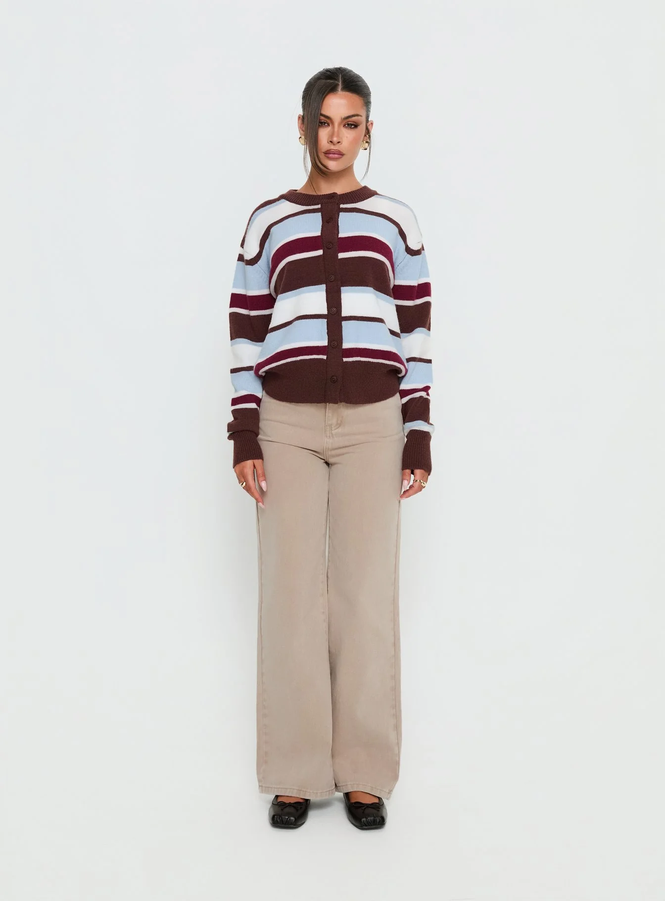 Soline Knit Cardigan Blue / Brown Stripe - Image 7
