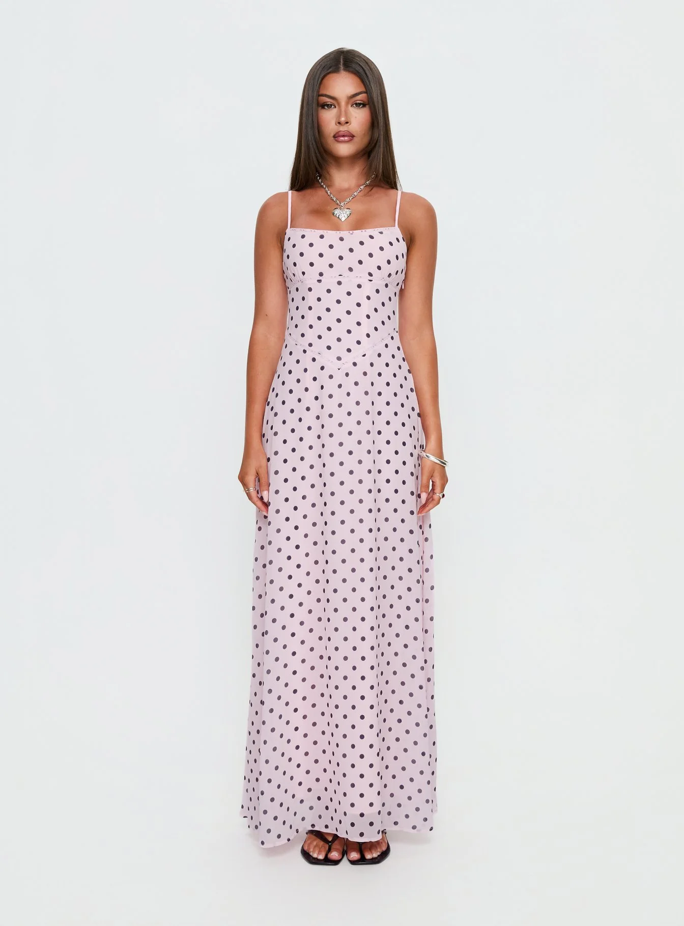 South of France Maxi Dress Pink Polka Dot - Image 6