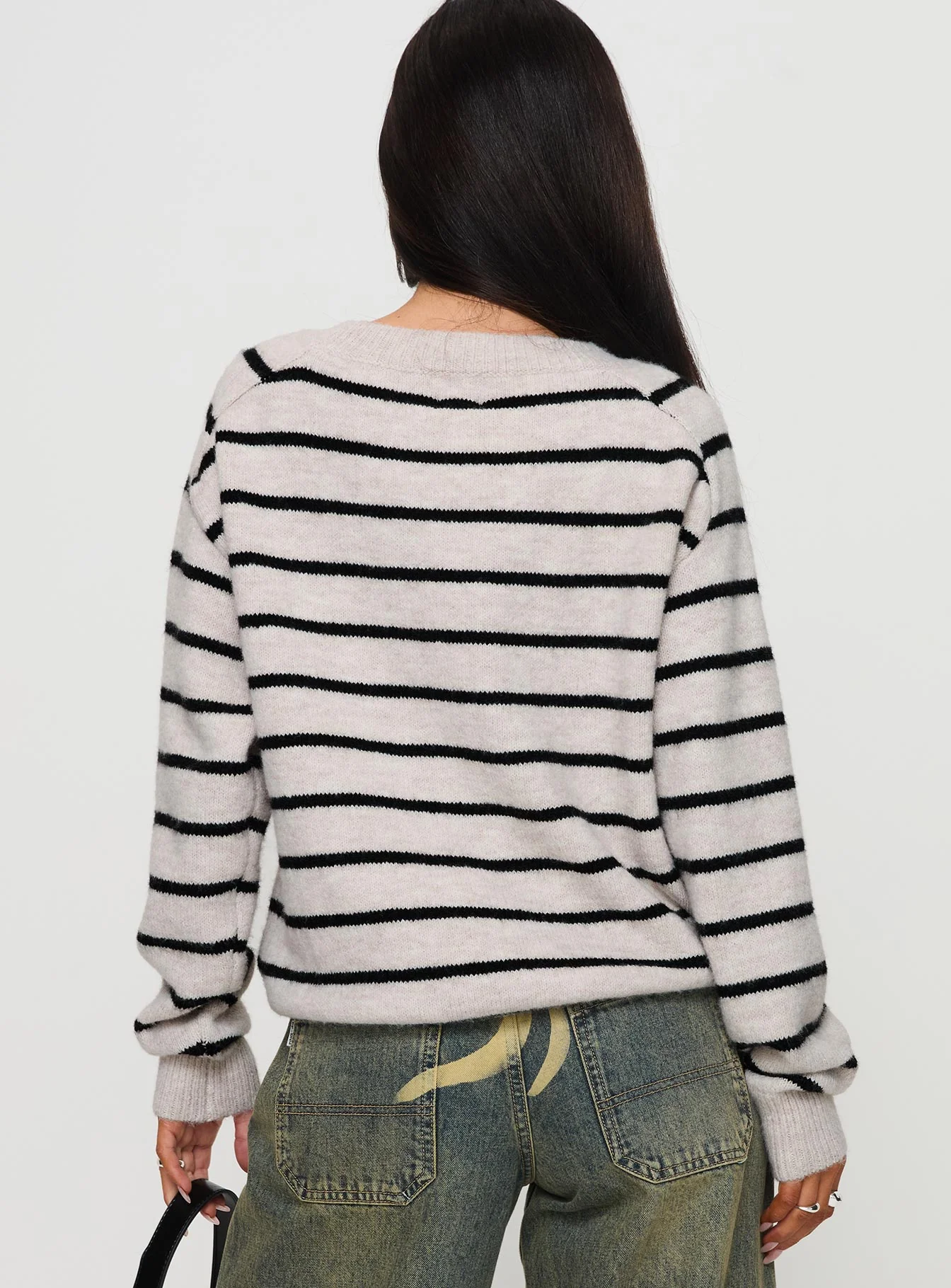 Souvenirs Knit Sweater Grey Stripe - Image 5