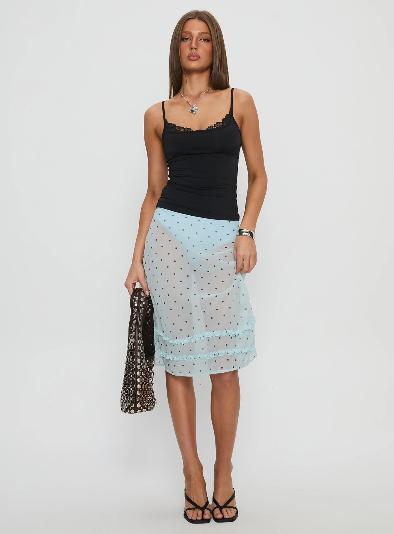 Spring To Summer Lace Trim Cami Top Black - Image 3