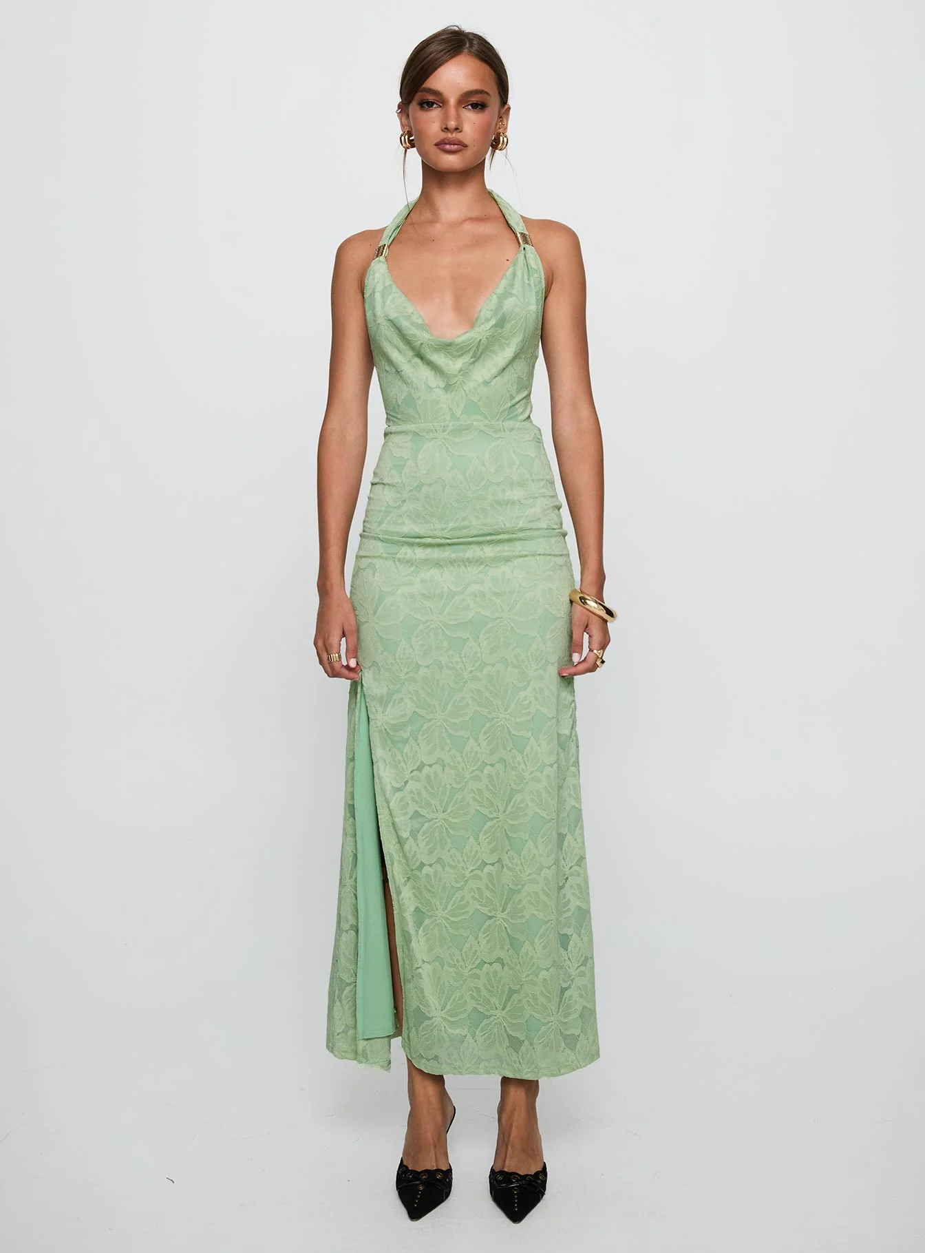 Starfall Halter Maxi Dress Sage - Image 6