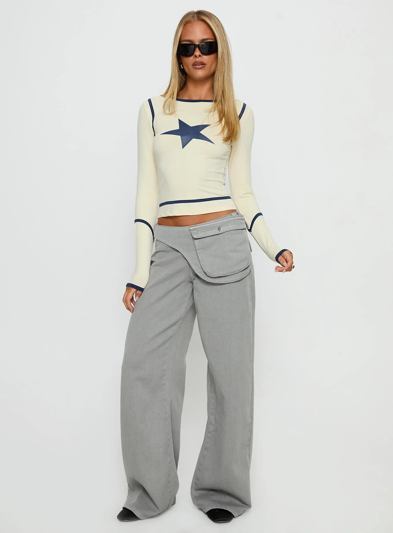 Starshot Long Sleeve Graphic Top Cream - Image 3