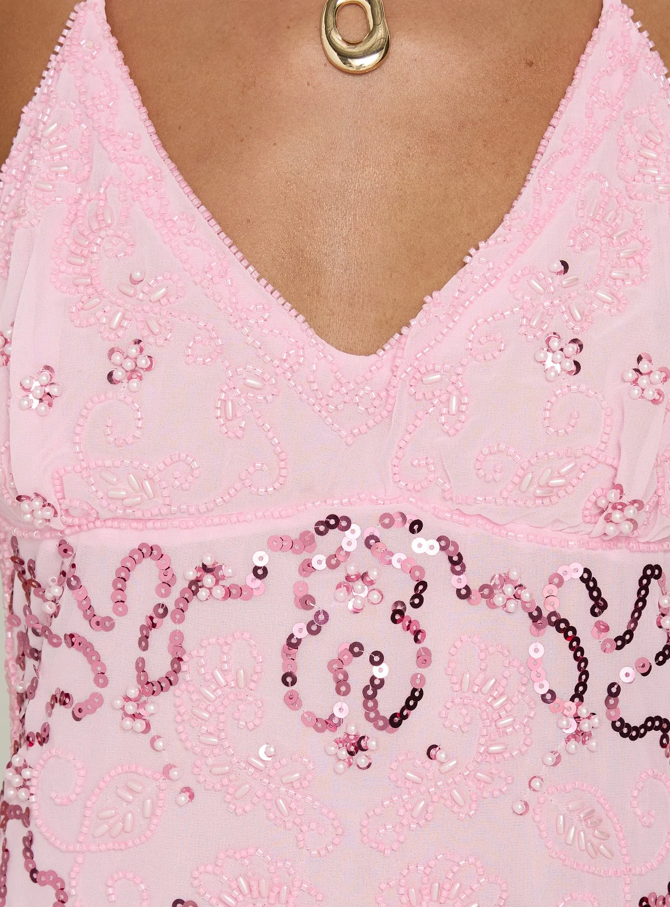 Stazia Beaded Mini Dress Pink - Image 6