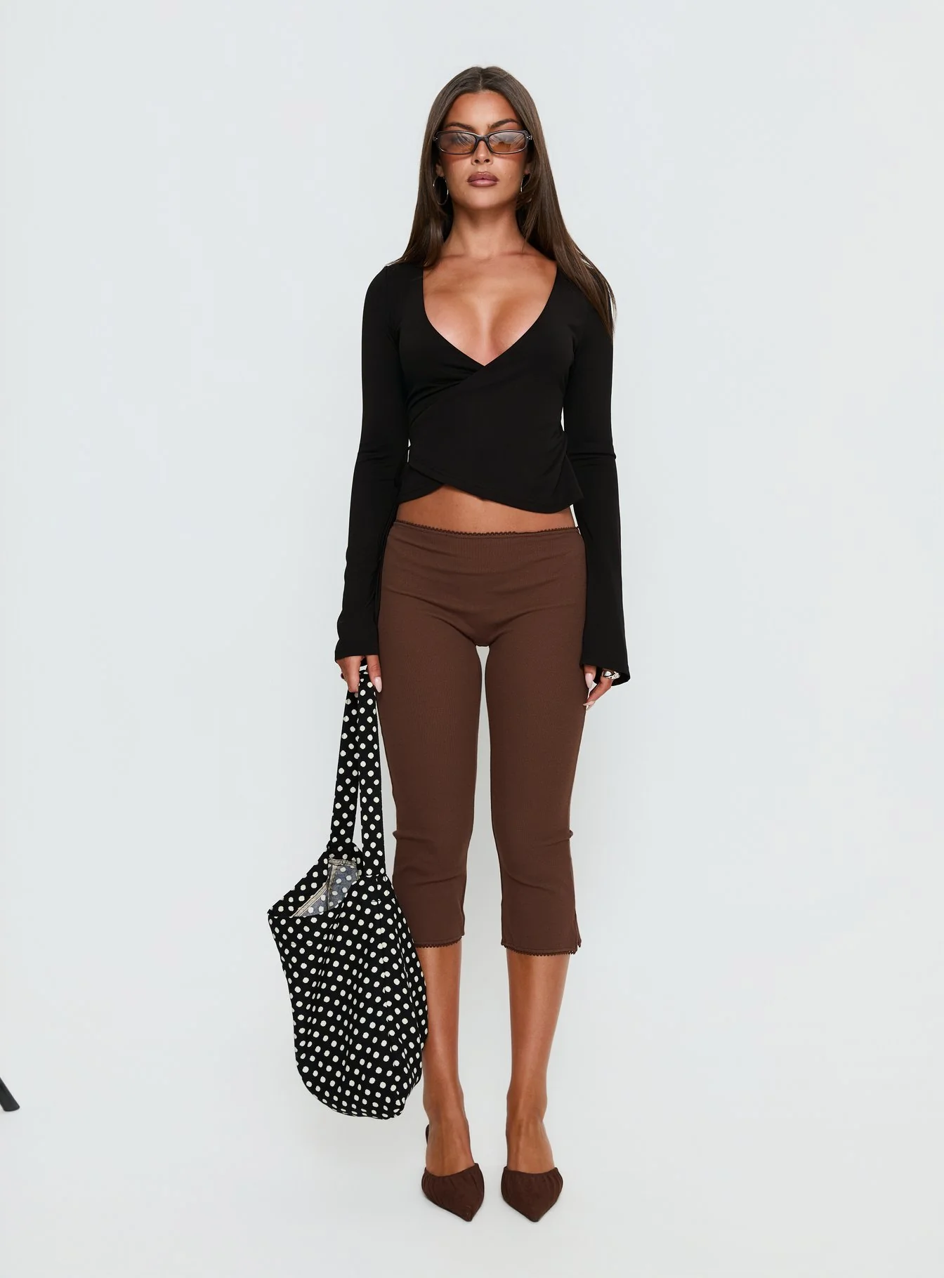 Stefanee Long Sleeve Wrap Top Black - Image 7