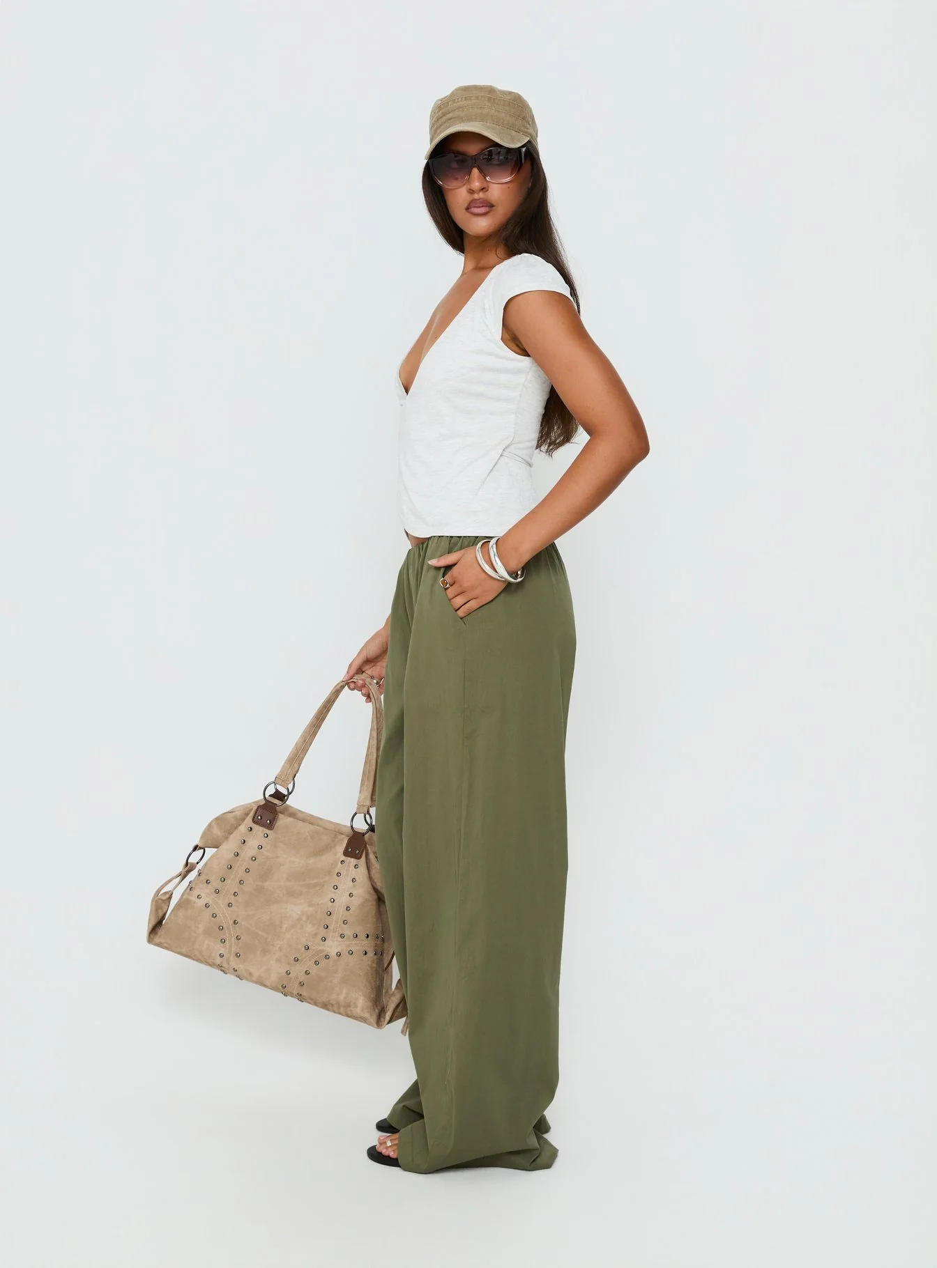 Stefanee Short Sleeve Wrap Top Light Grey Marle - Image 4