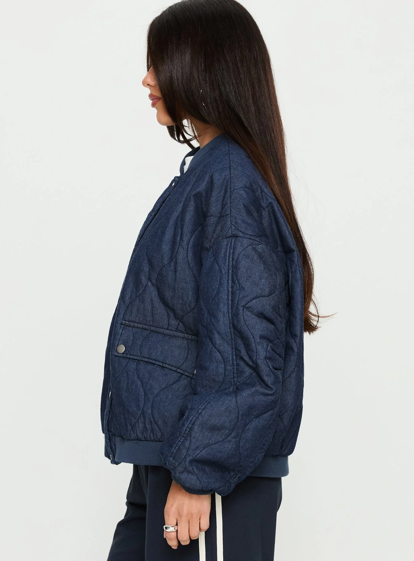 Stick Season Quilted Jacket Navy - Image 4