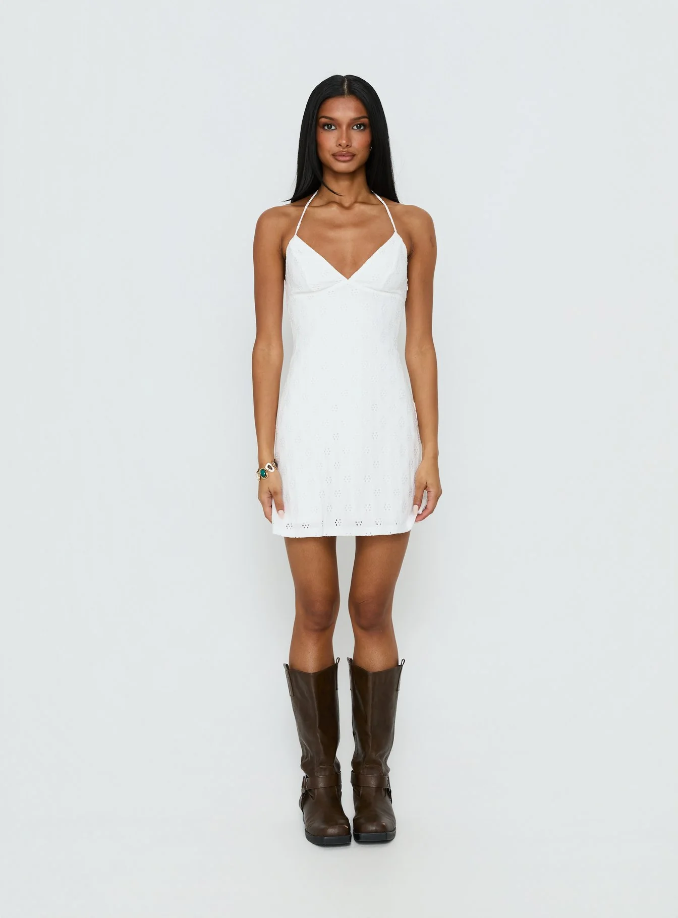 Summer Cider Embroidered Mini Dress White - Image 7