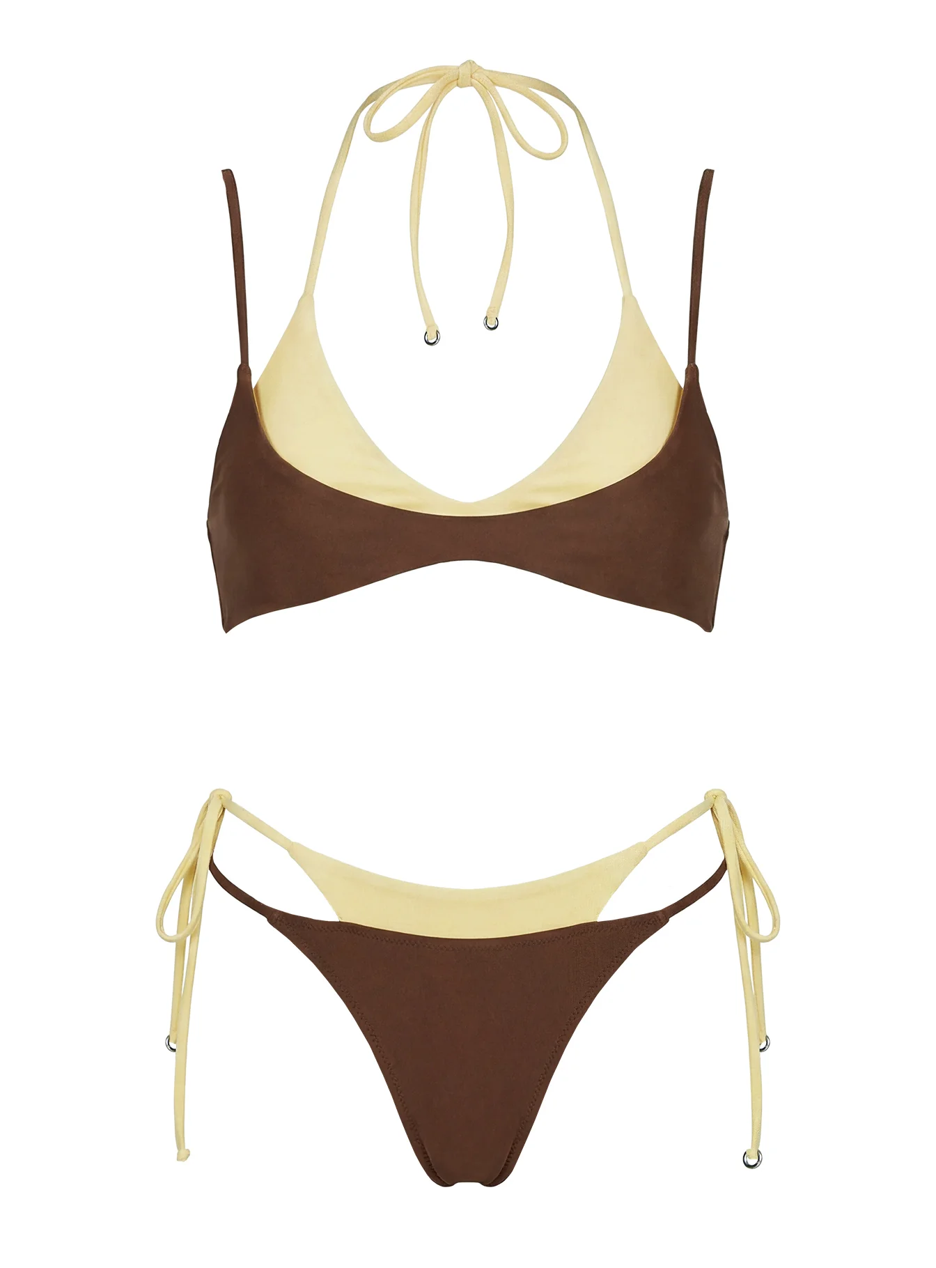 Sun Daze Layered Bikini Top Brown / Yellow - Image 5