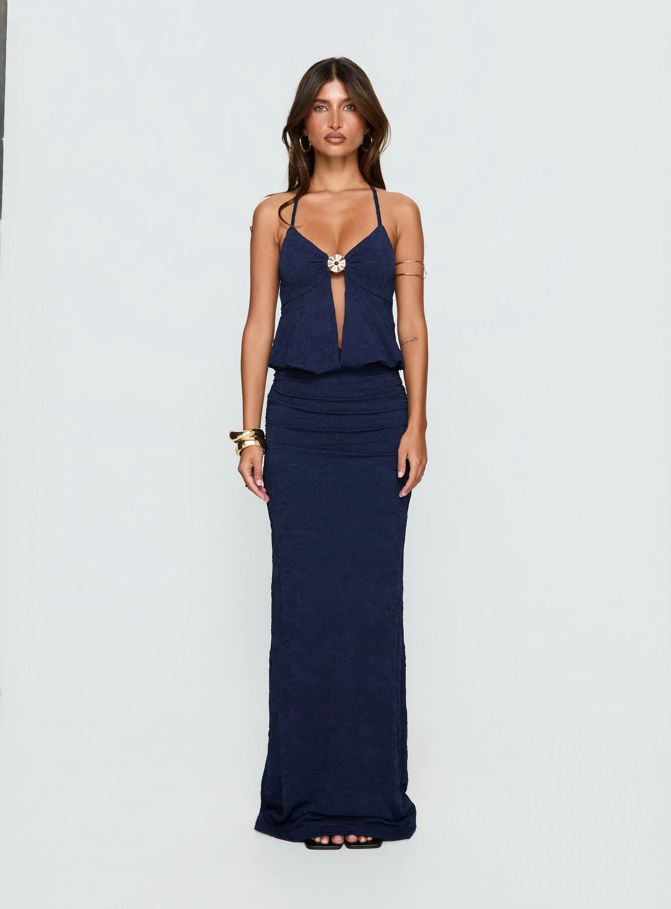 Sungold Halter Maxi Dress Navy - Image 6