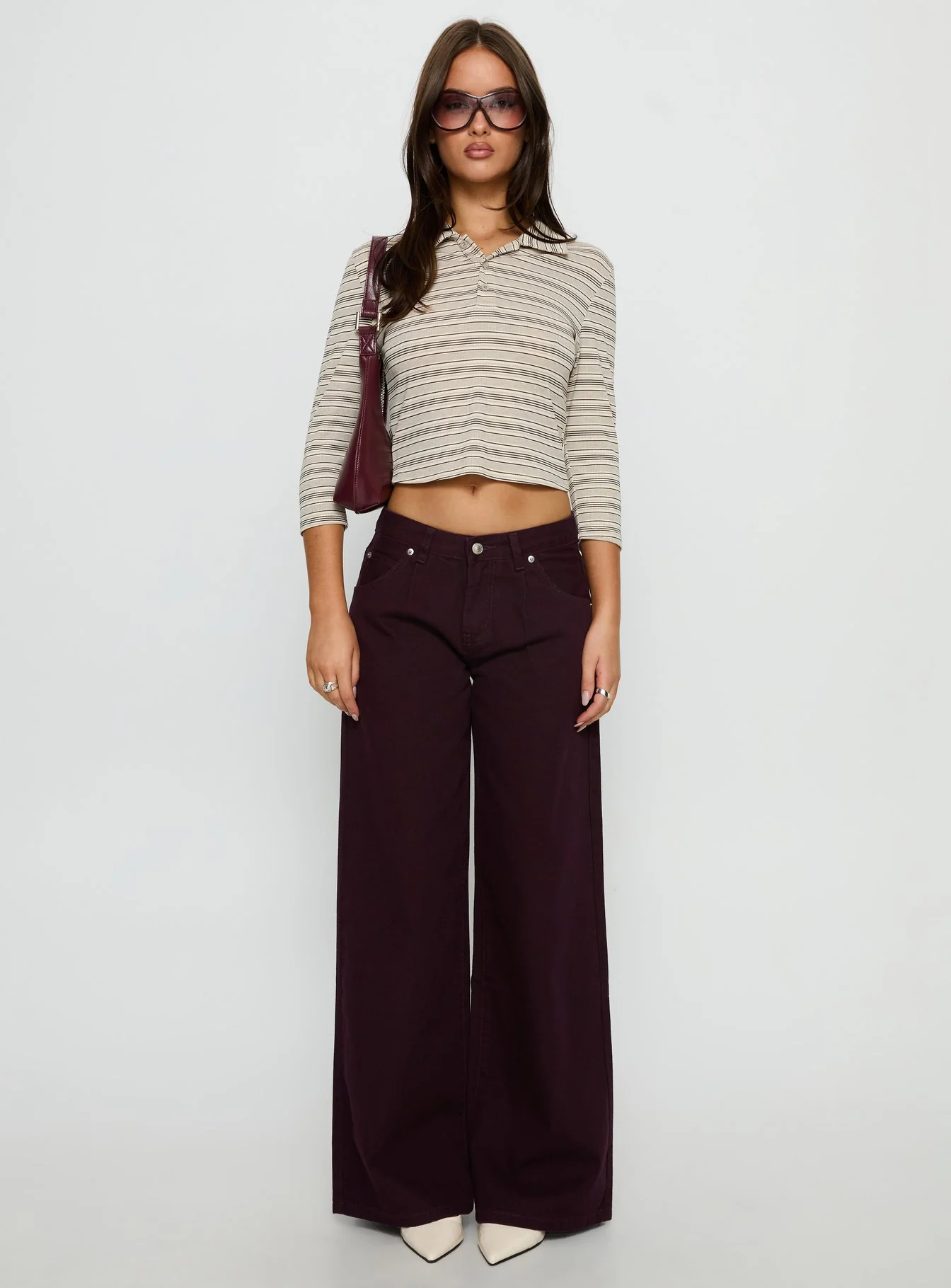 Supercut Low Rise Baggy Pleat Jeans Currant - Image 6