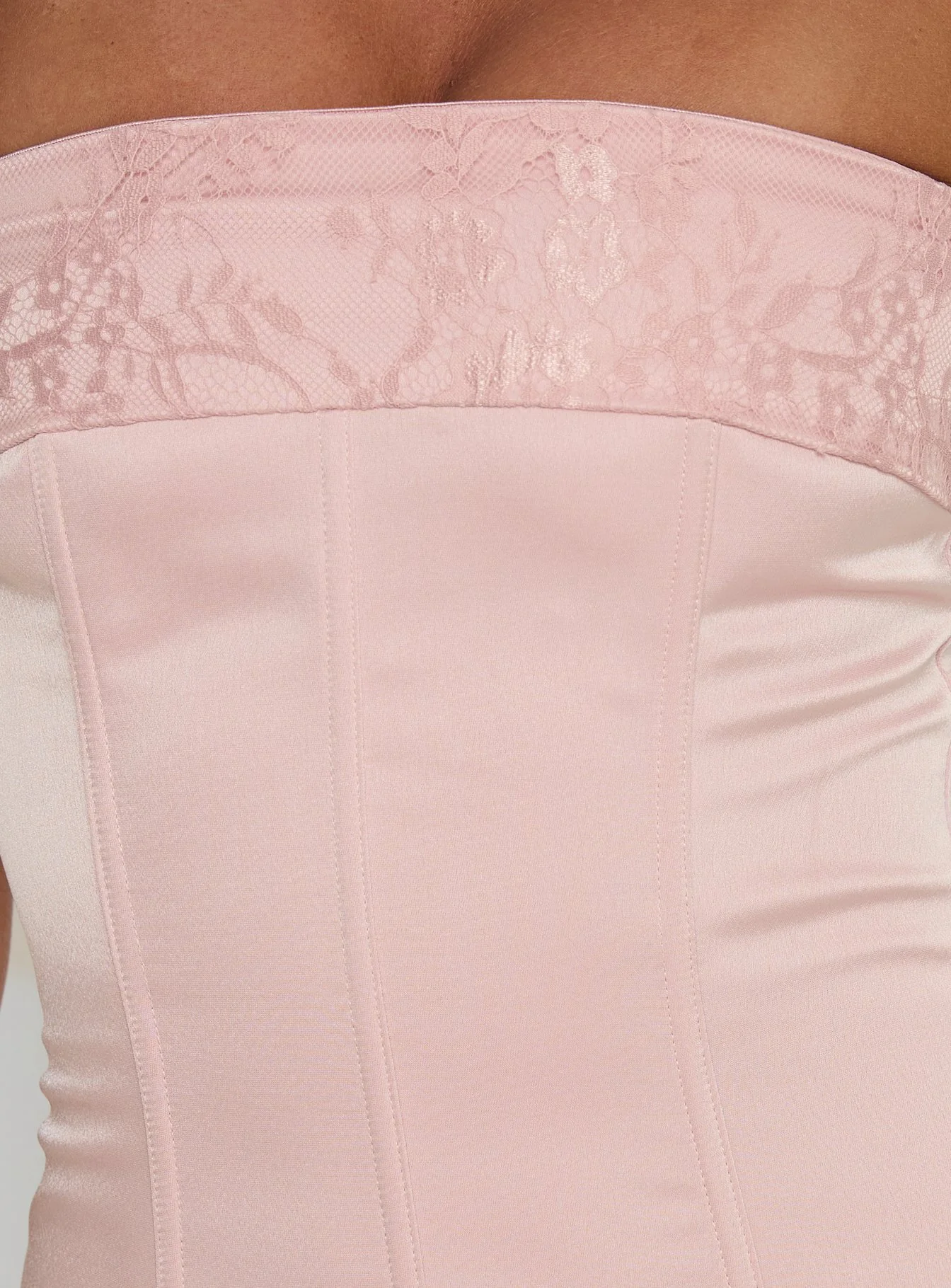 Sura Strapless Lace Detail Maxi Dress Pink - Image 6