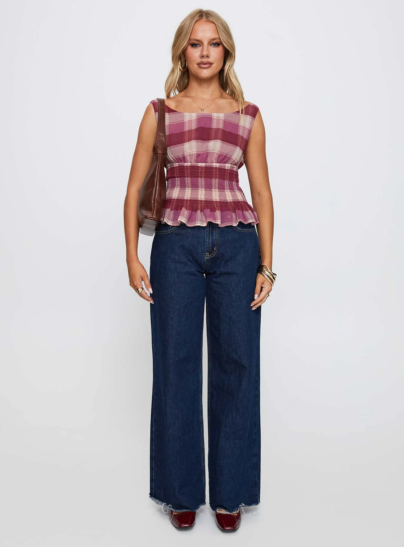 Sweet Honey Frill Top Pink Check - Image 6