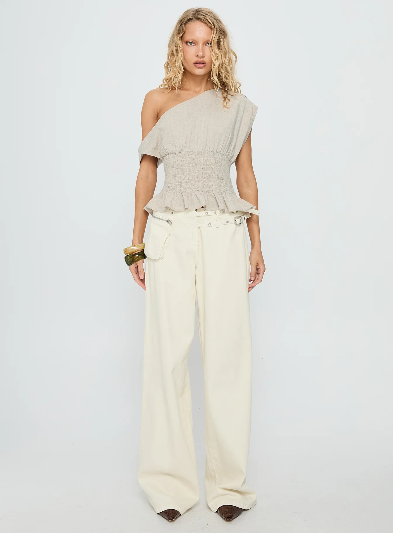 Syrena Off The Shoulder Top Natural - Image 7
