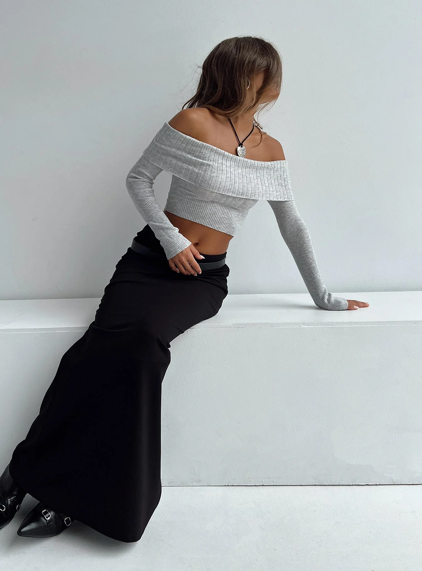 Tagula Off The Shoulder Top Grey - Image 3