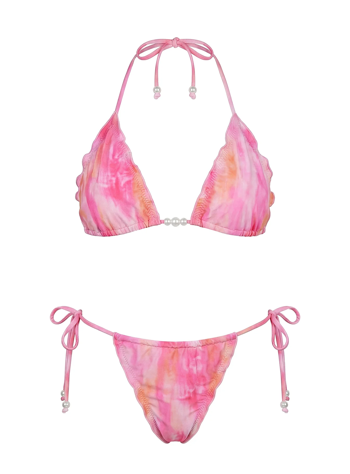 Take A Dip Frill Detail Bikini Bottoms Pink Tie Dye - Image 5