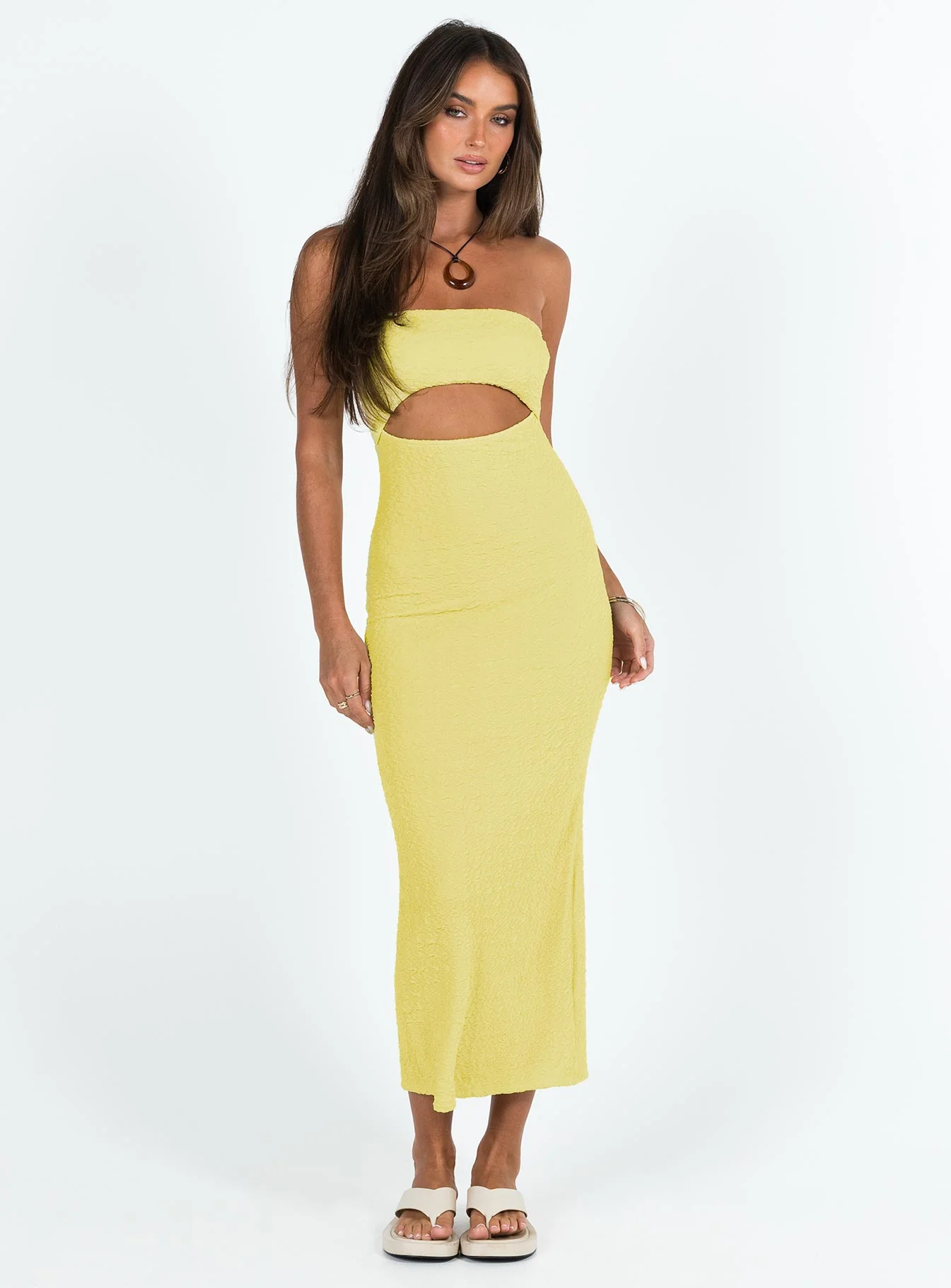Talena Strapless Midi Dress Yellow - Image 2