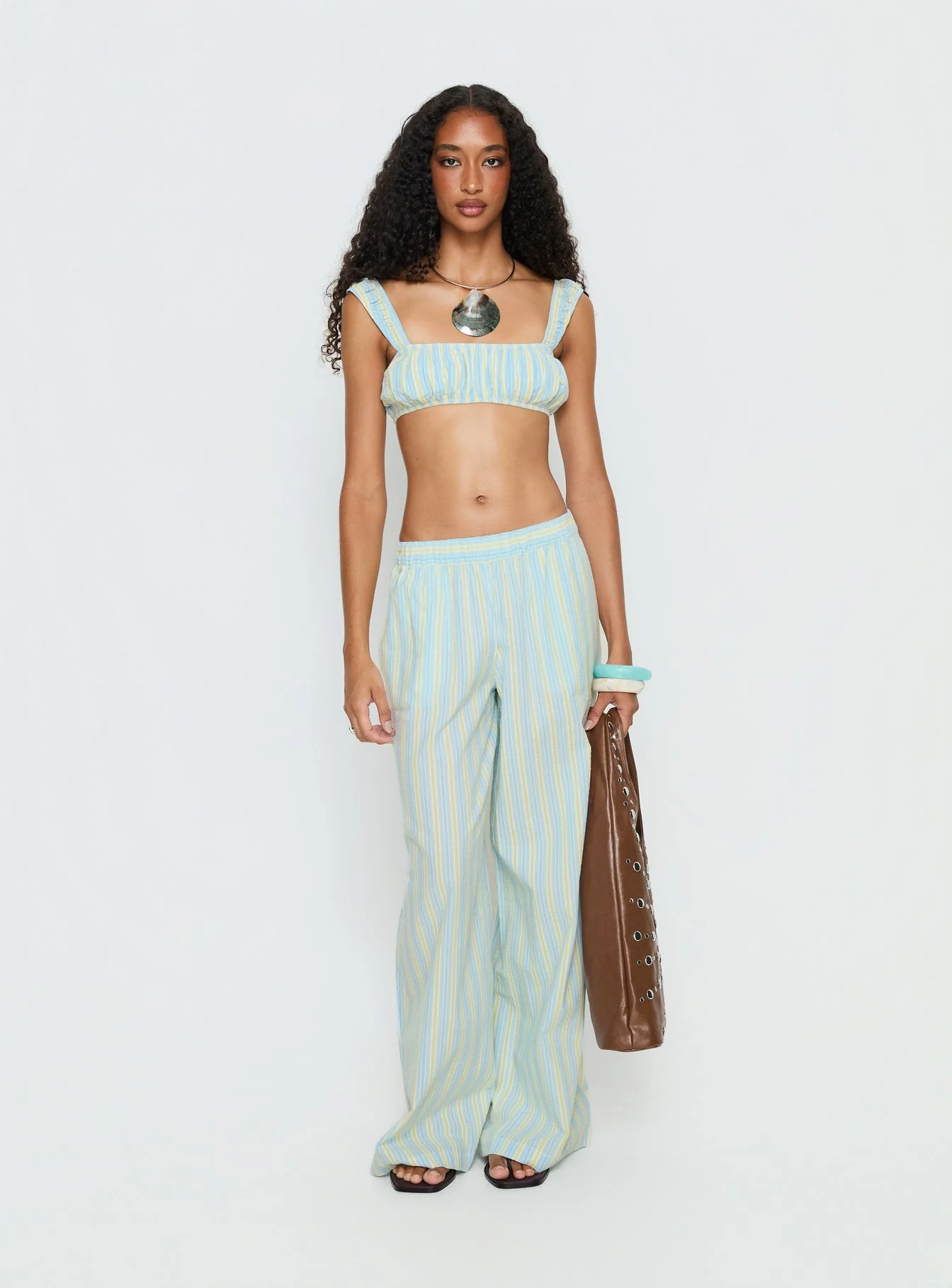 Talyssa Elasticated Waist Pants Blue Stripe - Image 7
