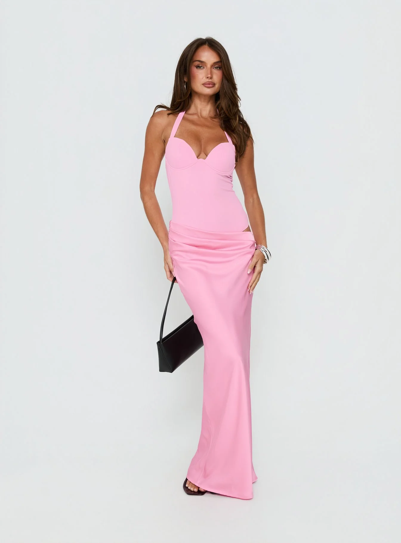 Tayna Draped Maxi Dress Pink - Image 2