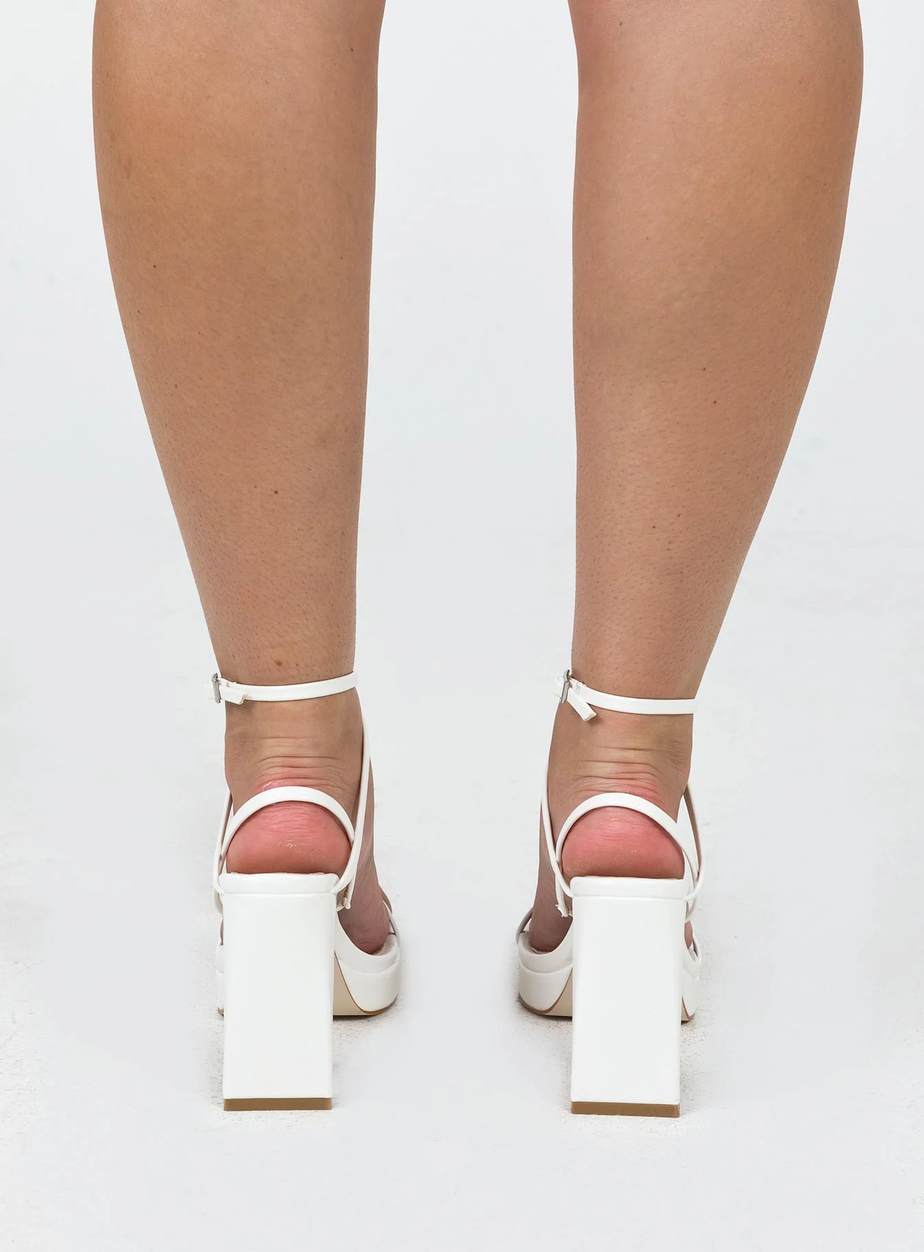 Tessie Ankle Strap Heels Matte White - Image 4