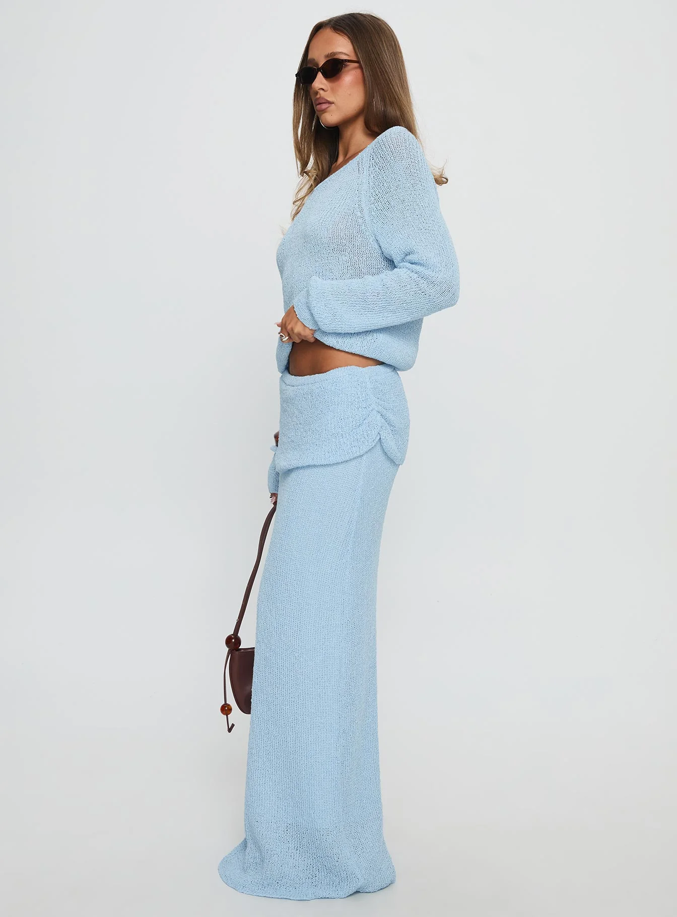Tessira Boucle Maxi Skirt Blue - Image 4