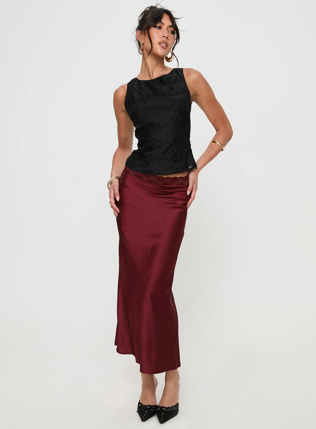 The Charmaine Maxi Skirt Burgundy - Image 3