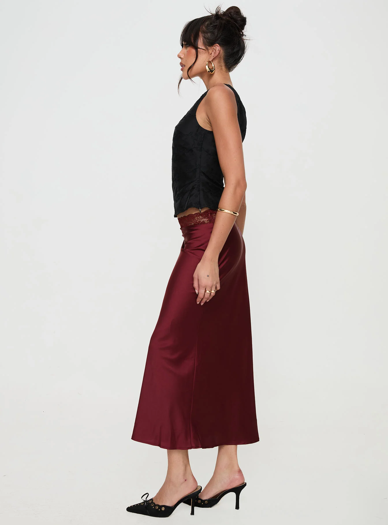 The Charmaine Maxi Skirt Burgundy - Image 4