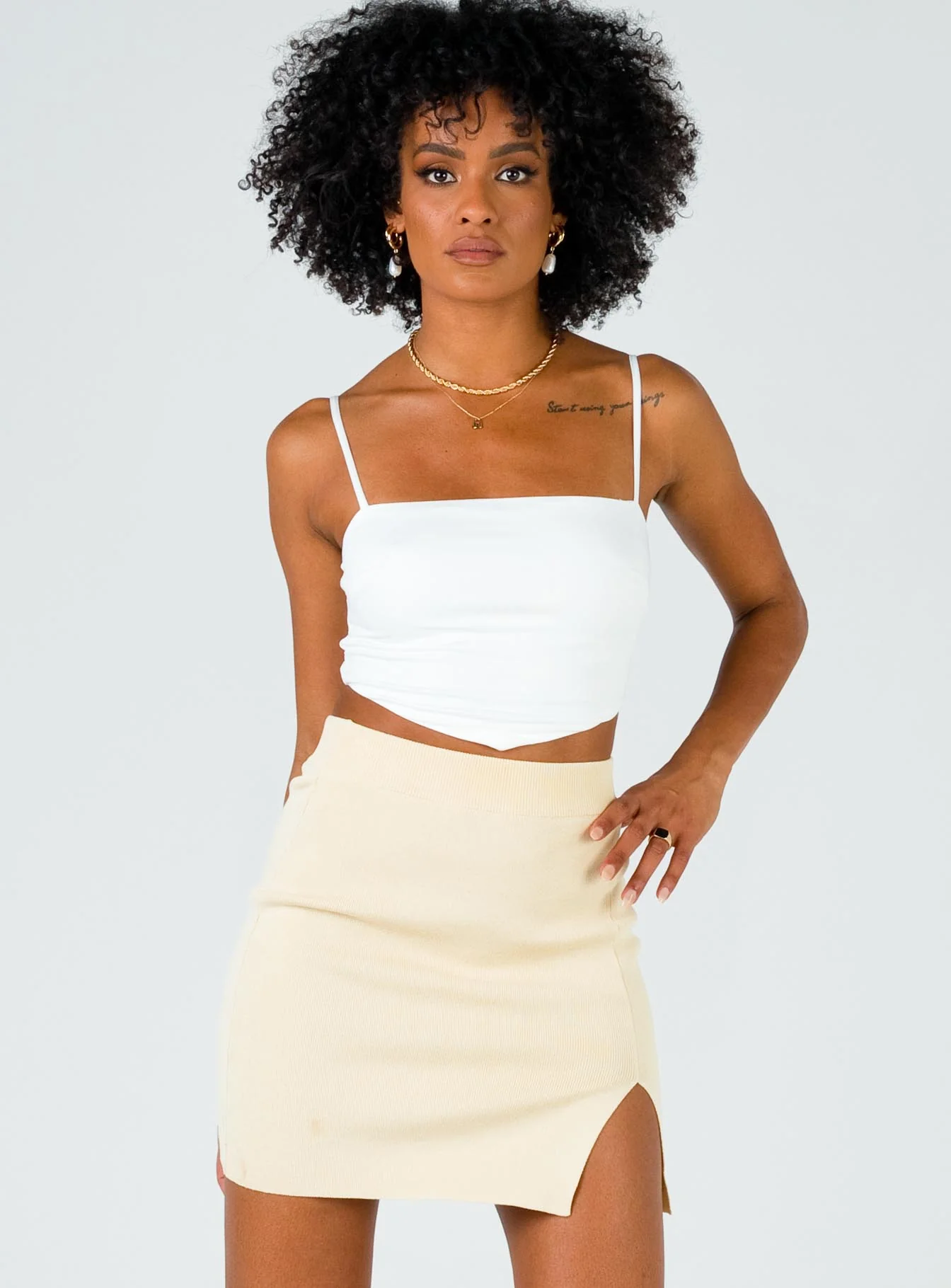The Lola Mini Skirt Ecru - Image 2