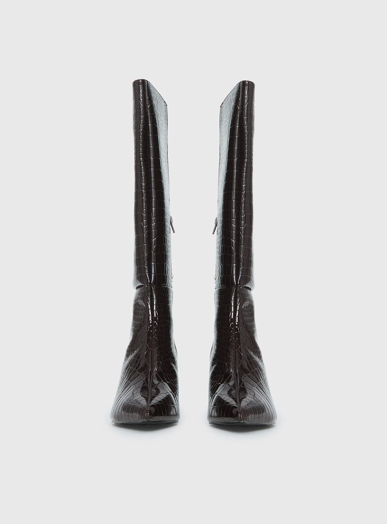 Therapy Dove Knee High Boots Chocolate Croc - Image 3