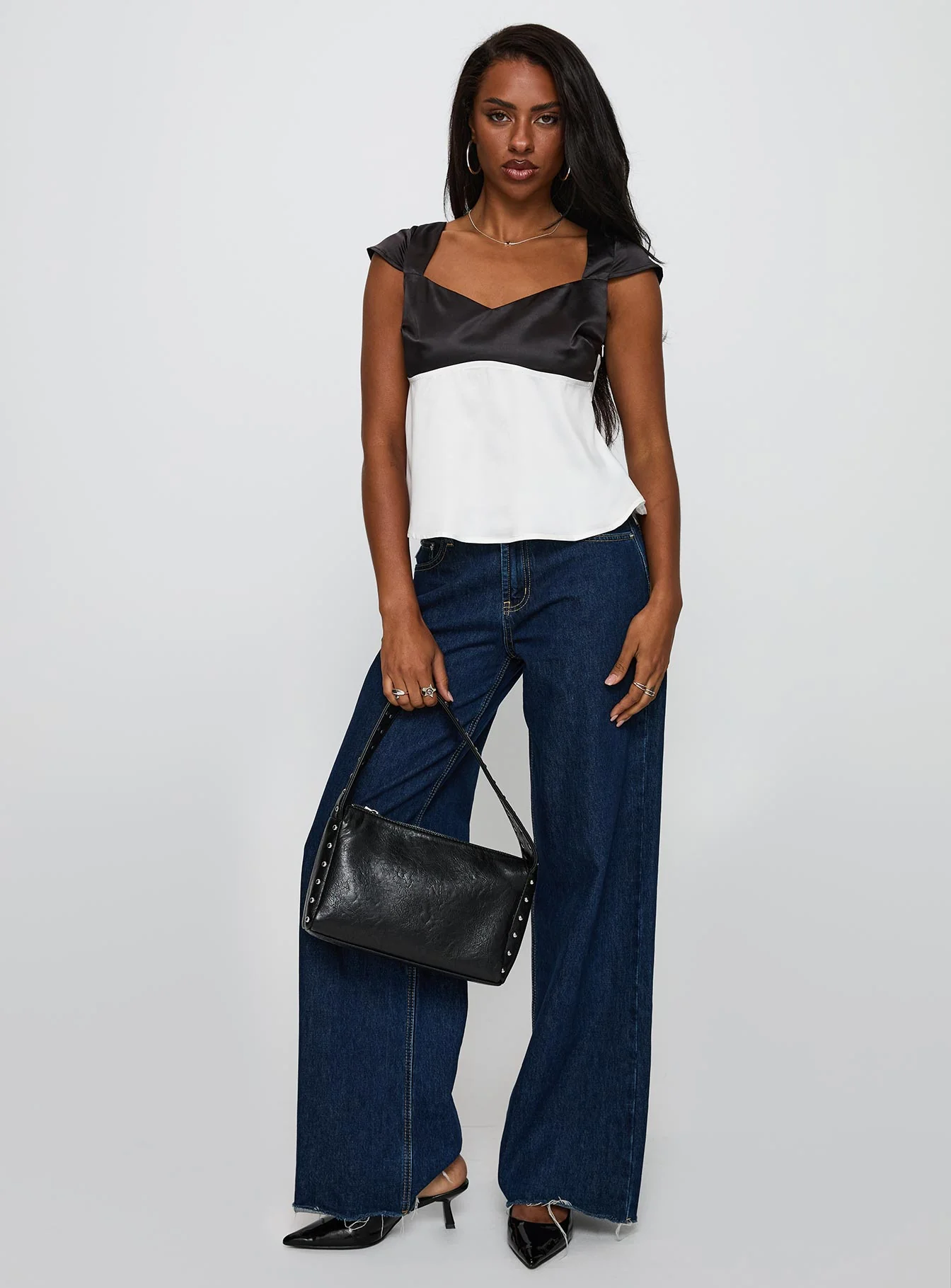 Think About It Cap Sleeve Top Black / White - Image 3