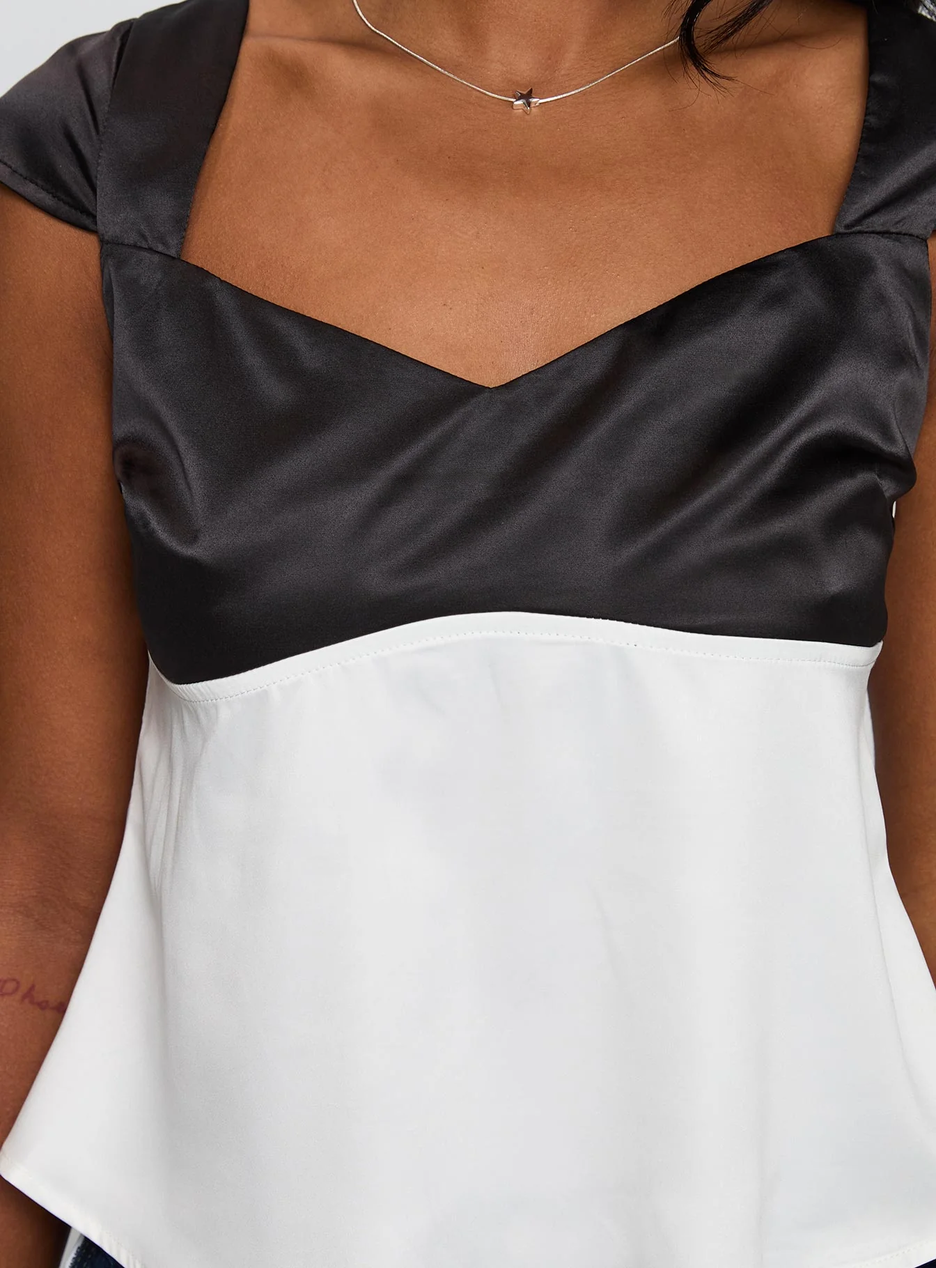 Think About It Cap Sleeve Top Black / White - Image 6