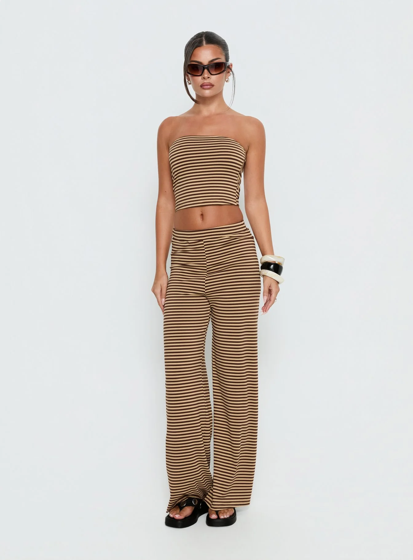 Timora Strapless Top Brown Stripe - Image 3