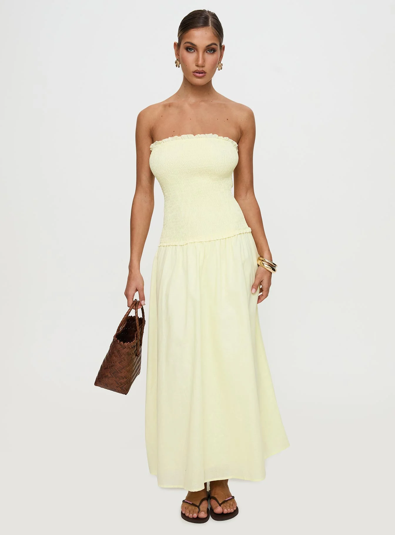 Tinsie Strapless Maxi Dress Yellow - Image 2