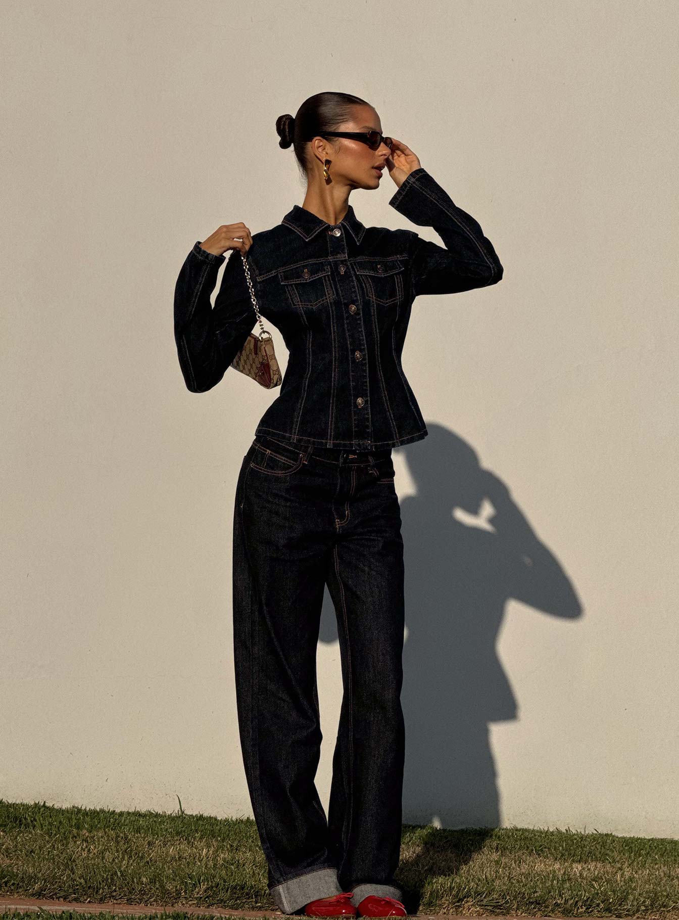Top Model Low Rise Straight Leg Cuffed Jean Dark Denim - Image 10