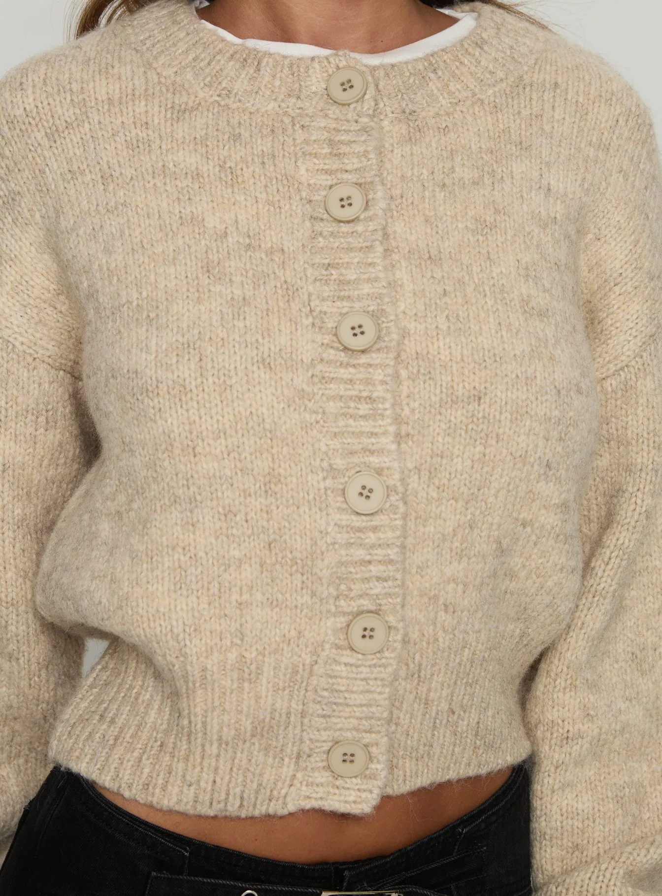 Trevonn Button Up Knit Cardigan Beige - Image 6