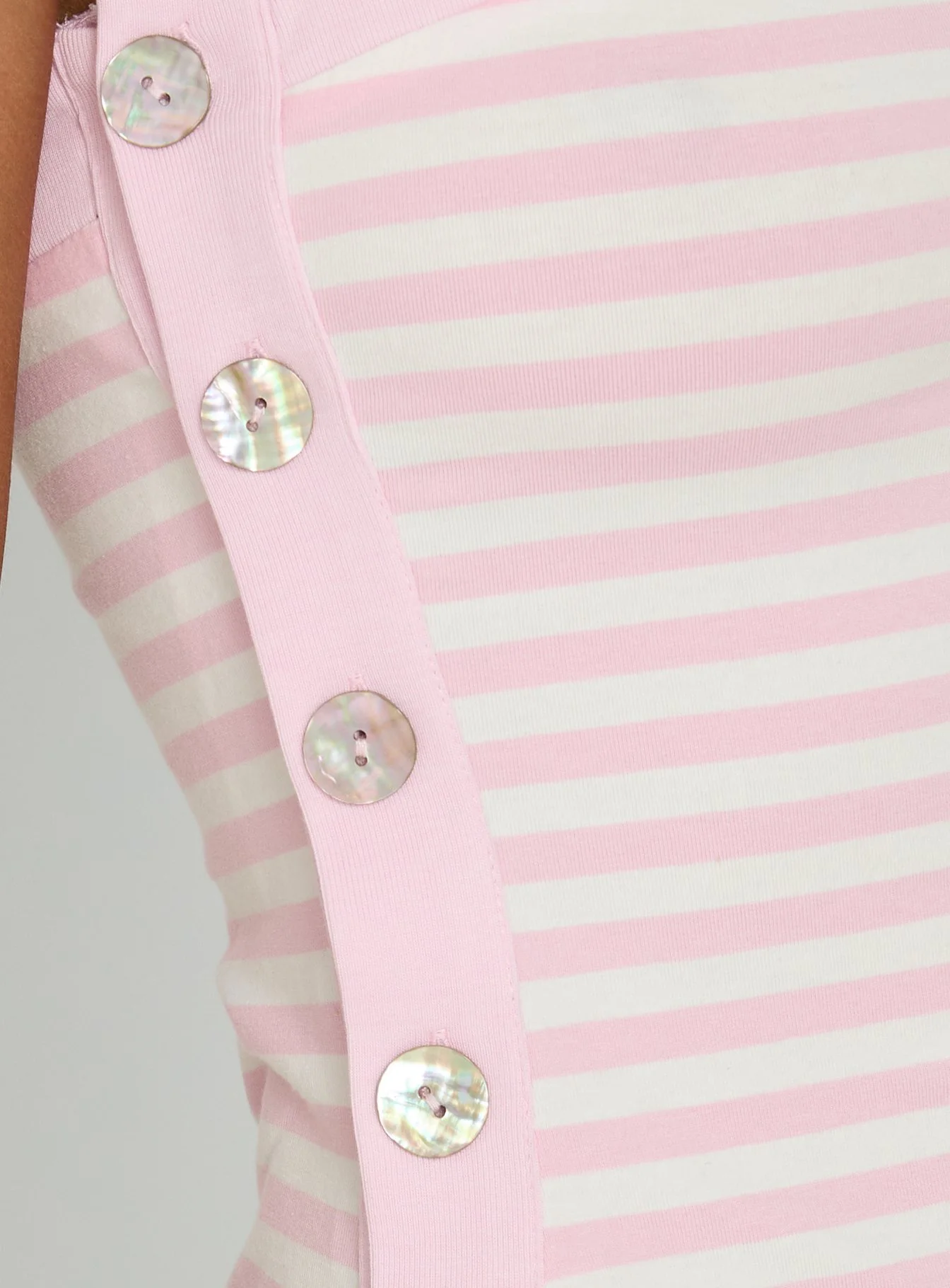 True Devotion Asymmetrical Neckline Top Pink Stripe - Image 5