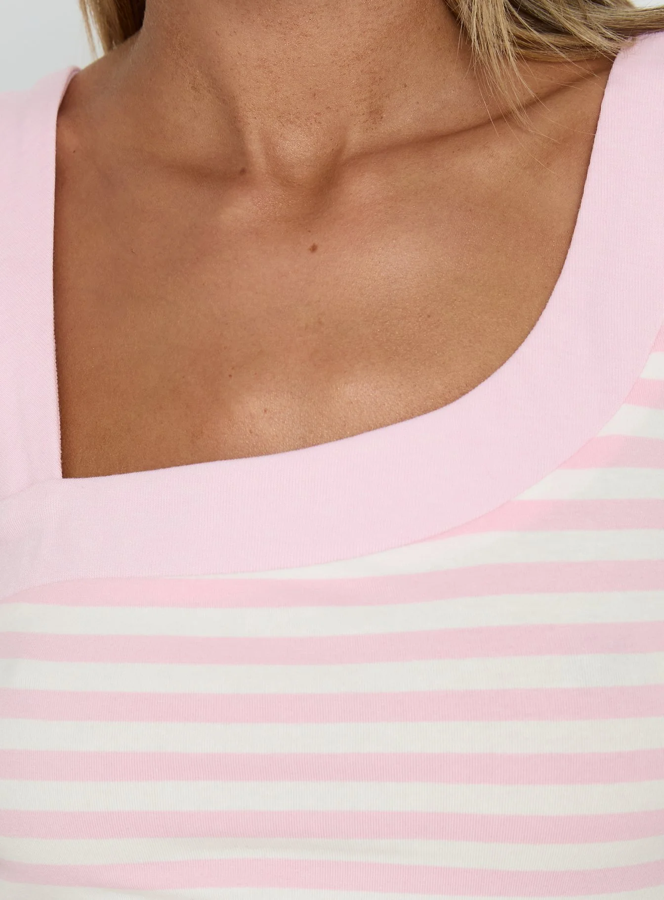 True Devotion Asymmetrical Neckline Top Pink Stripe - Image 6