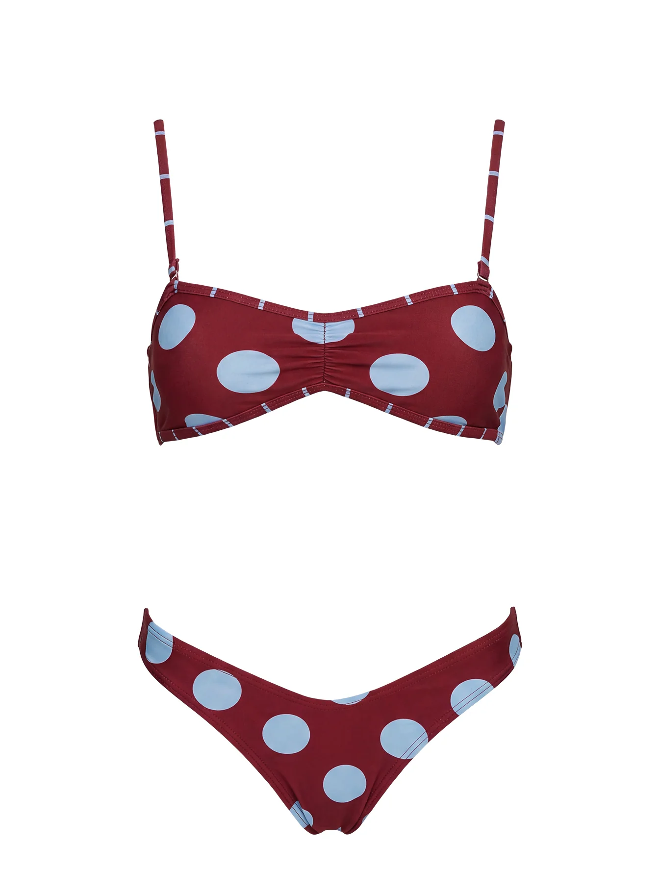 Tykana Bandeau Bikini Top Red / Blue Polka Dot - Image 5