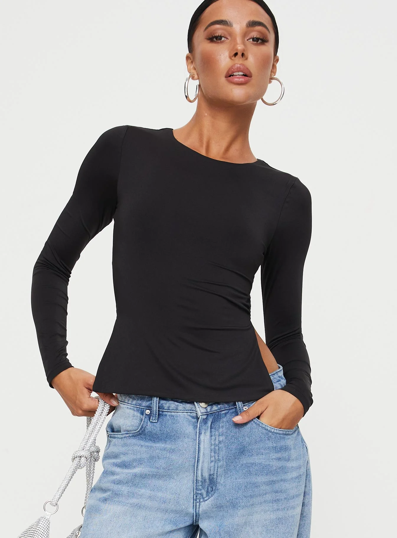 Uzo Long Sleeve Top Black - Image 2